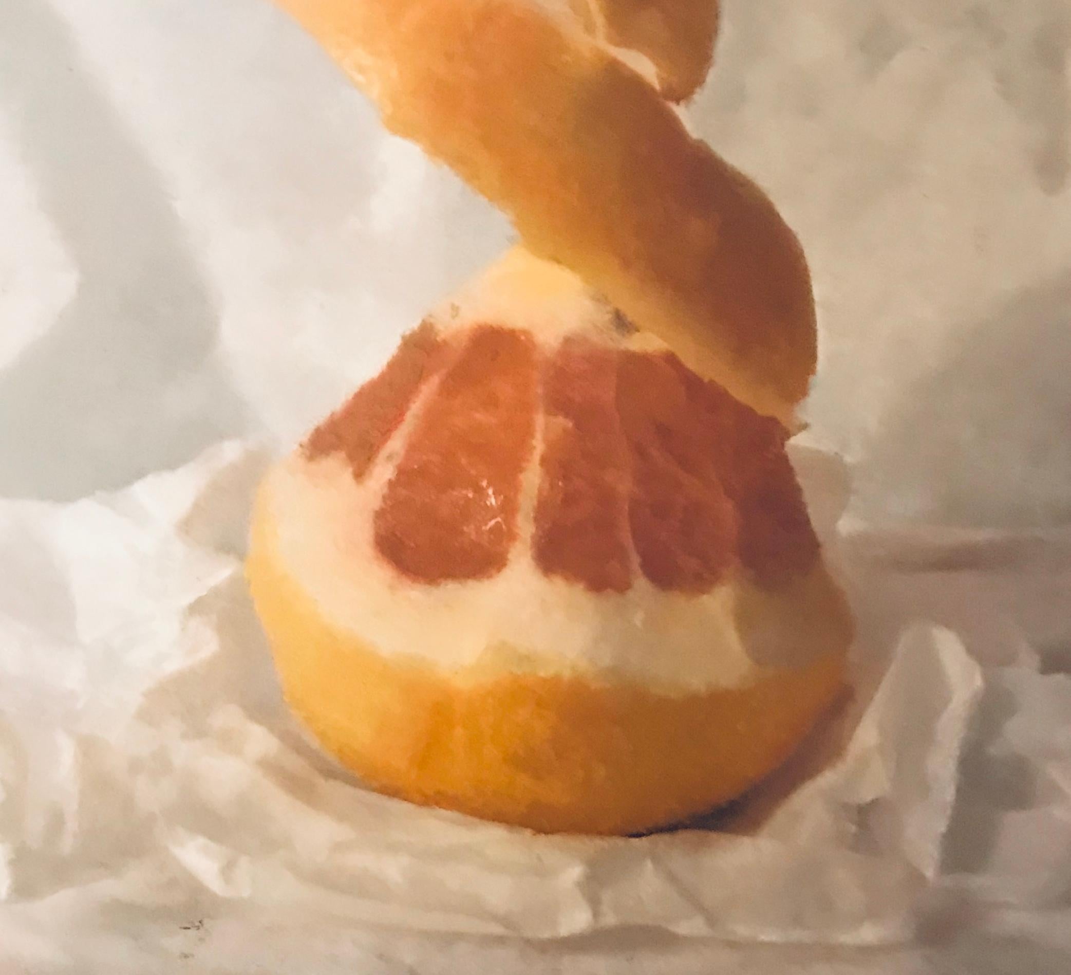 One Peeled Satsuma - Realist Painting by Kate Verrion