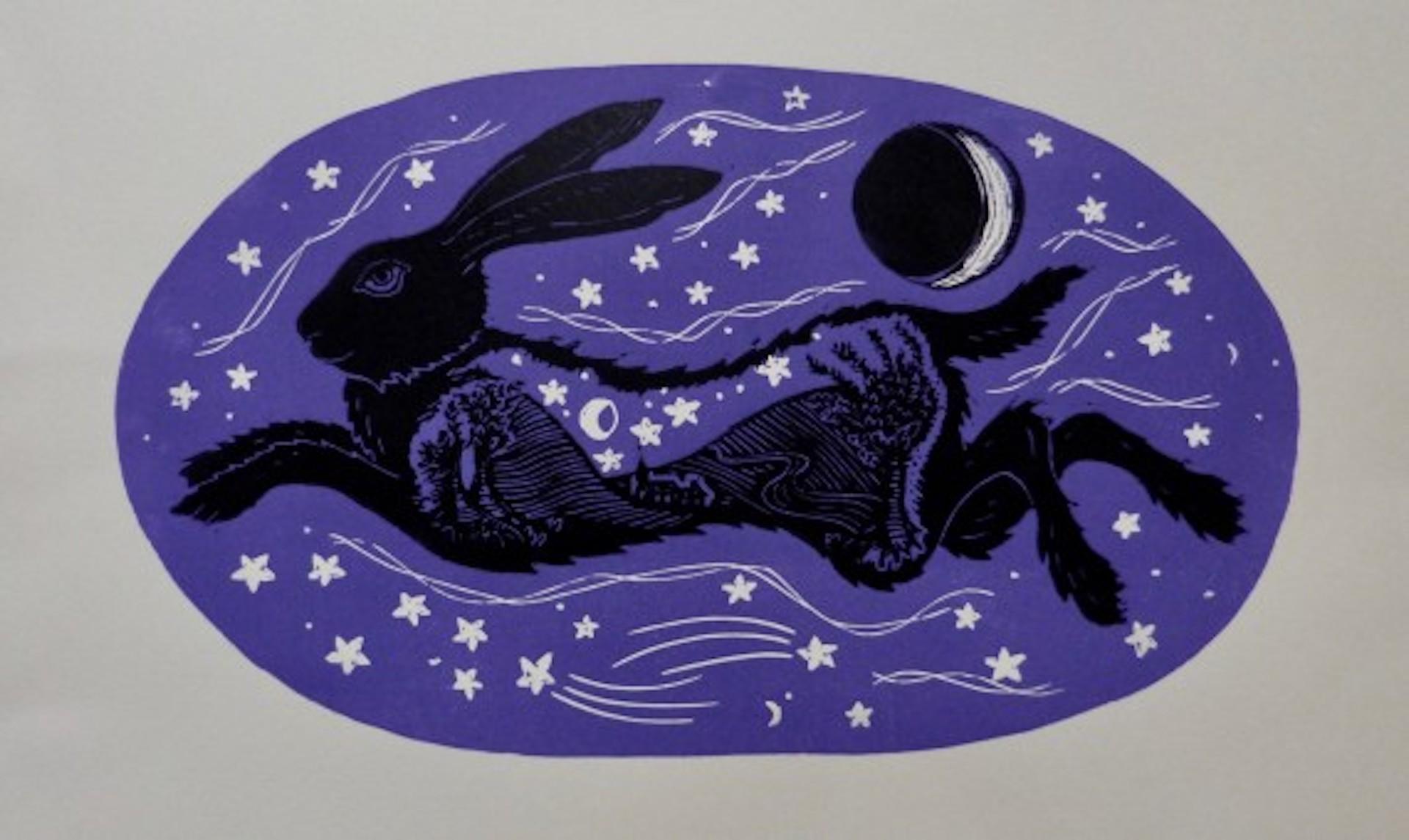 Leaping Hare, Kate Willows, Druck in limitierter Auflage, Astrologie, Tier, Sterne, Himmel