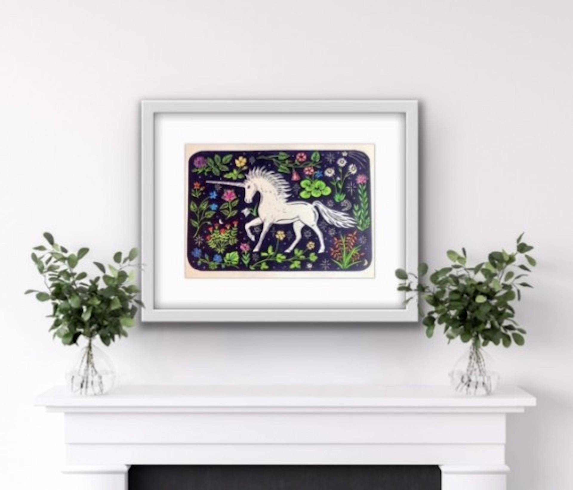 Millefleurs Unicorn, Kate Willows, LImited Edition Print, Fantasy Animal Artwork For Sale 4