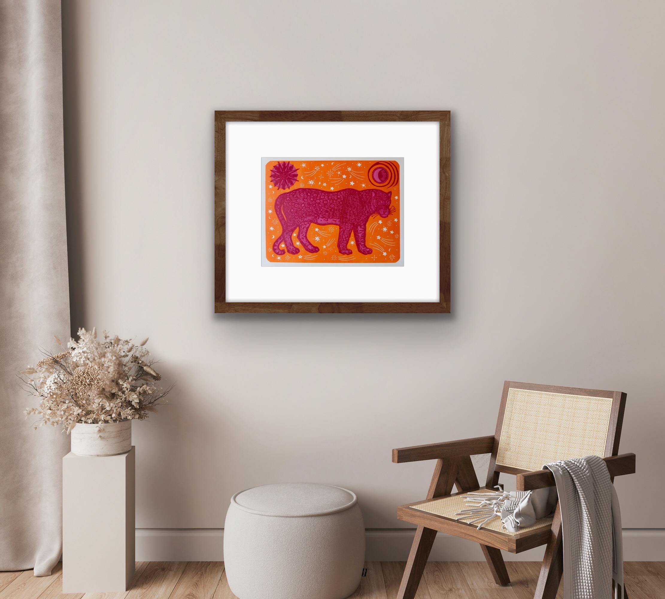 Moon Panther (pink), Animal Art, Bright Art, Art for your Bedroom, Gift Art 2