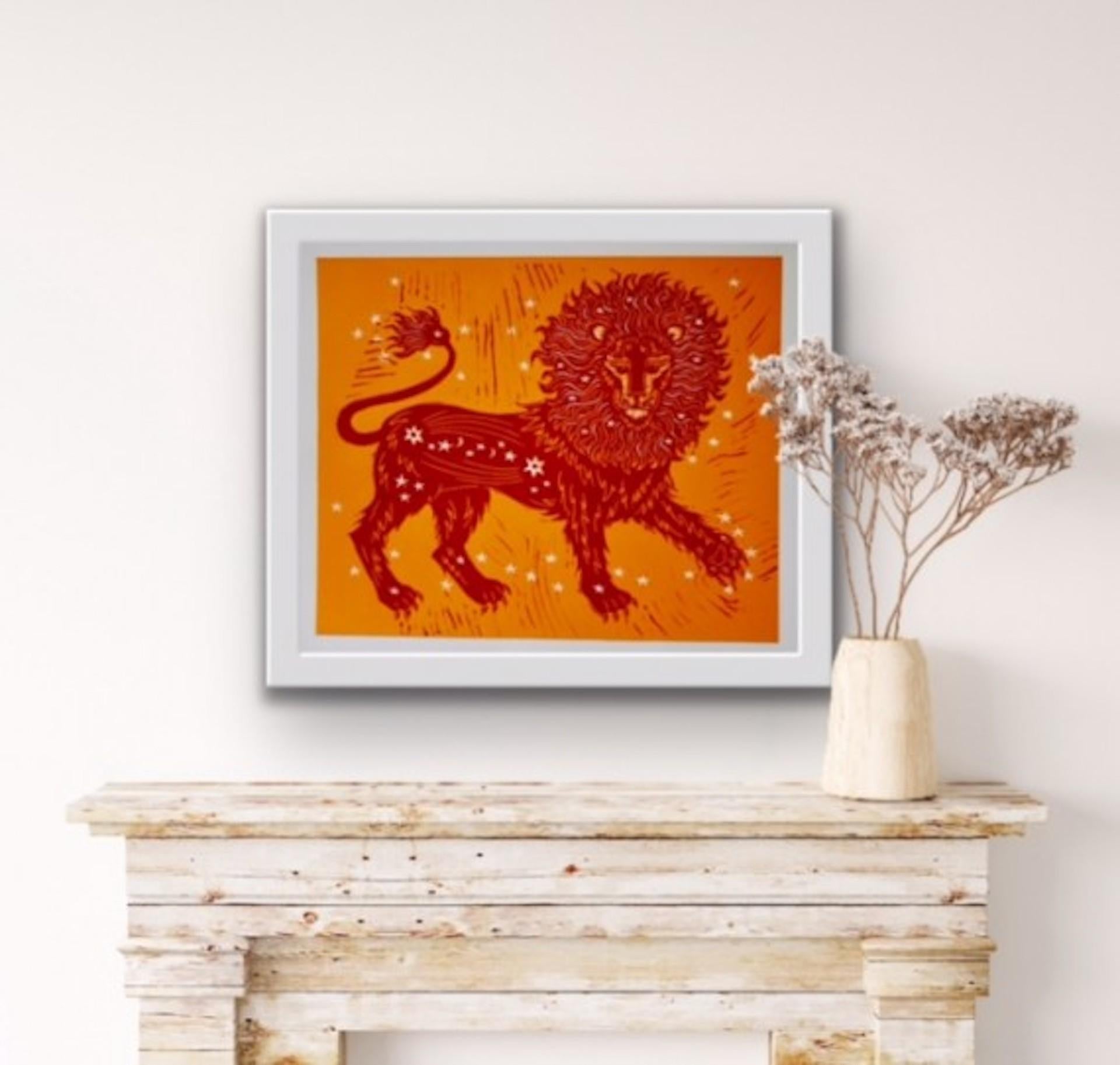 Sun Lion, Kate Willows, Limited Edition Print, Animal Artwork, Affordable Art 2