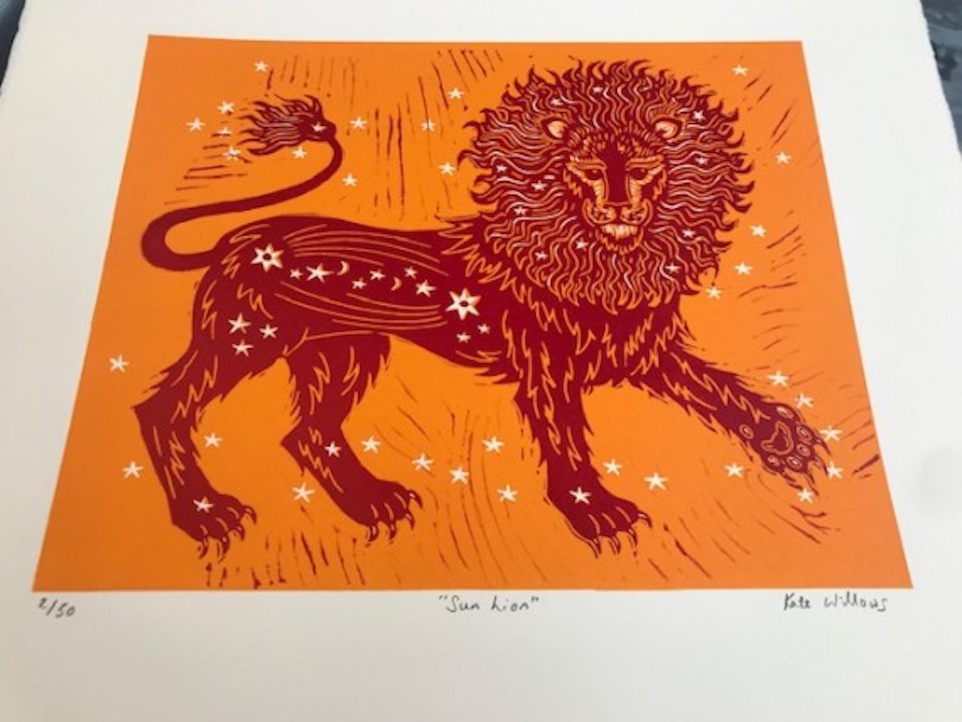 Sun Lion, Kate Willows, Limited Edition Print, Animal Artwork, Affordable Art 4
