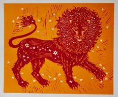 Sun Lion, Kate Willows, Limited Edition Print, Animal Artwork, Affordable Art