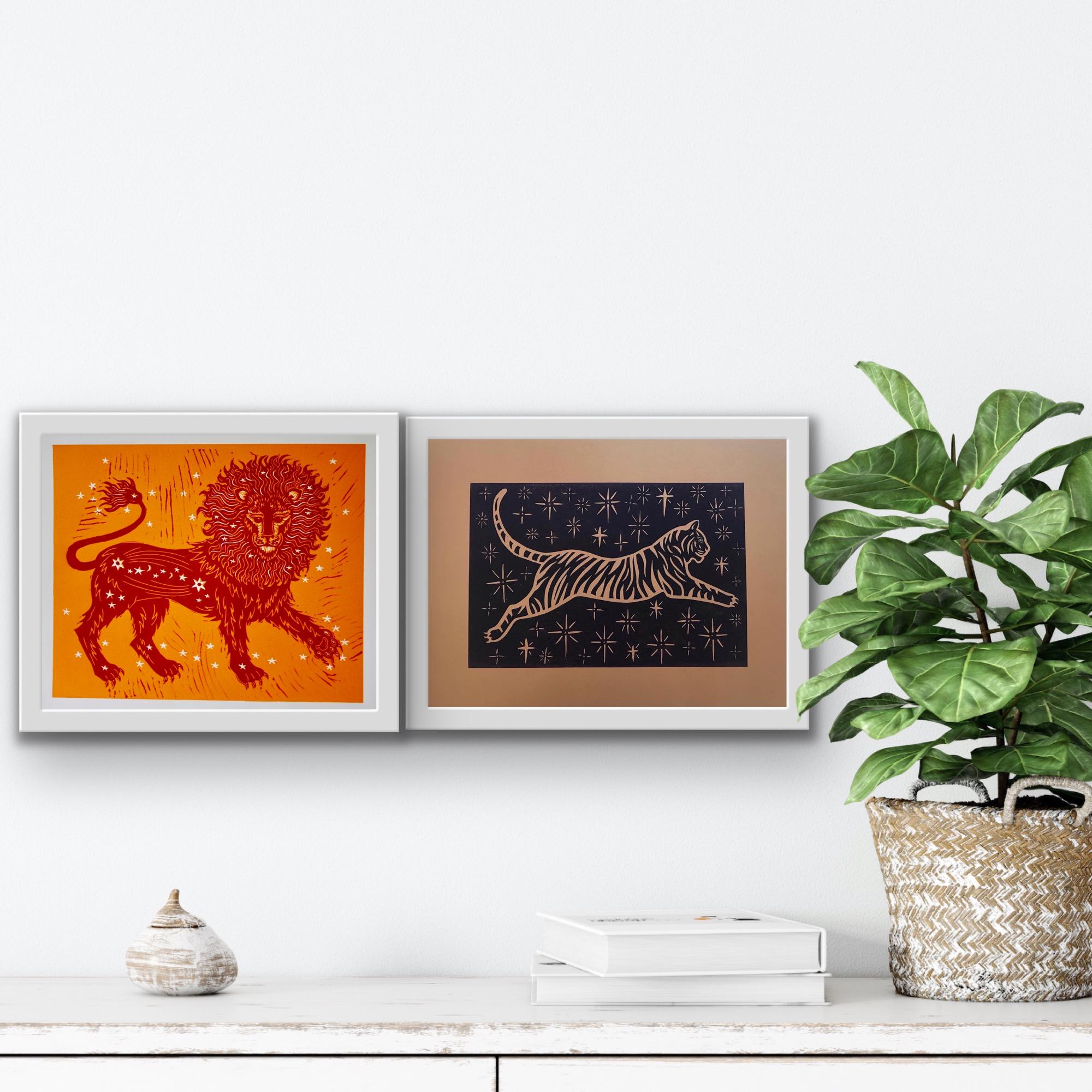 Tyger, Tyger, Burning Bright… and Sun Lion - Print by Kate Willows