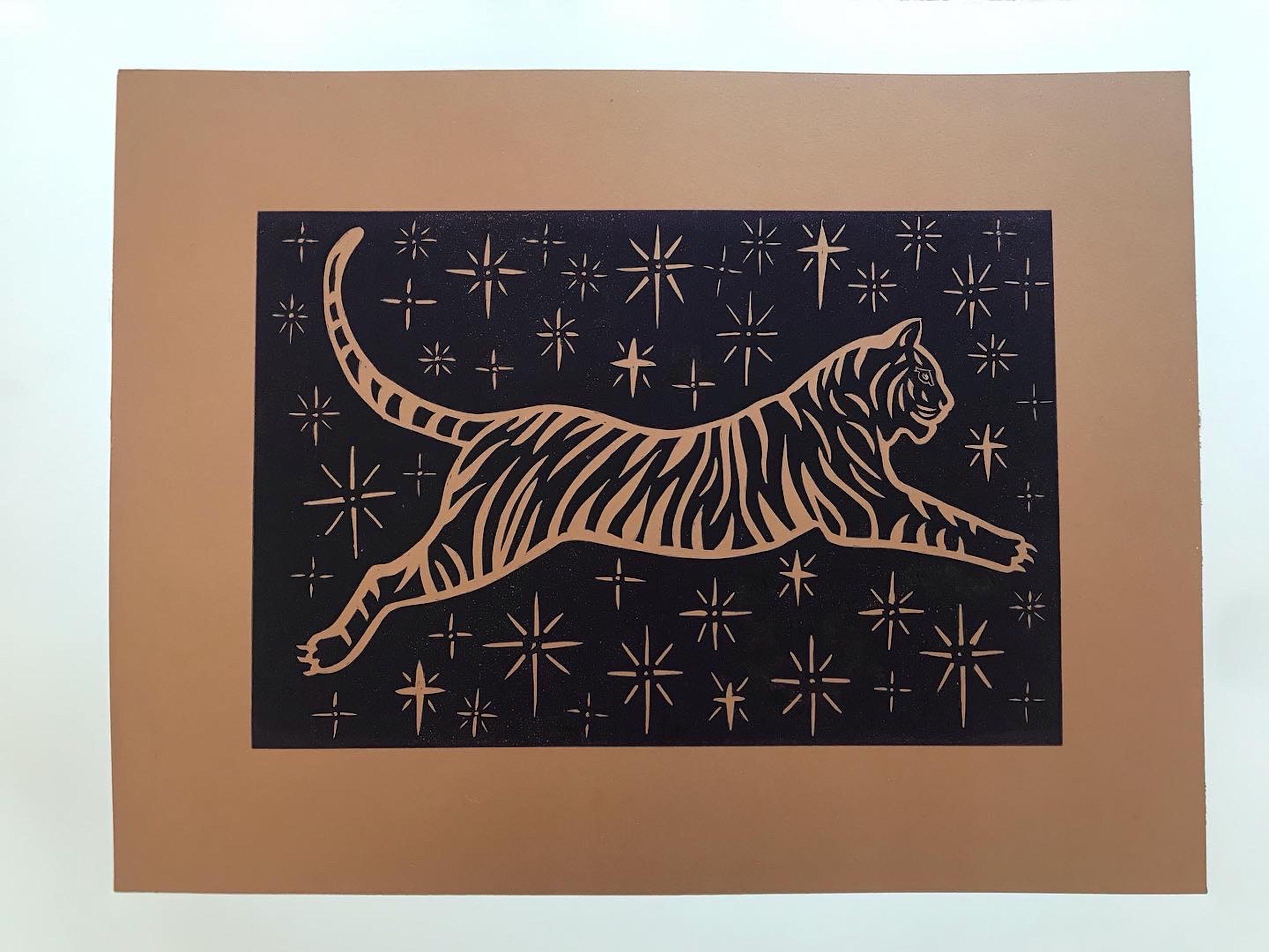 linocut lion