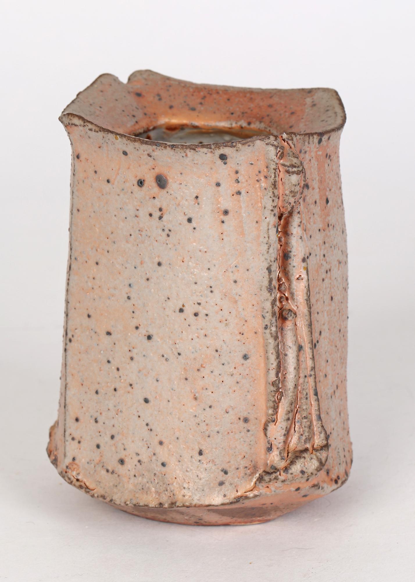 Modern Katerina Evangelidou Greek Stoneware Hand Built Studio Pottery Vase For Sale