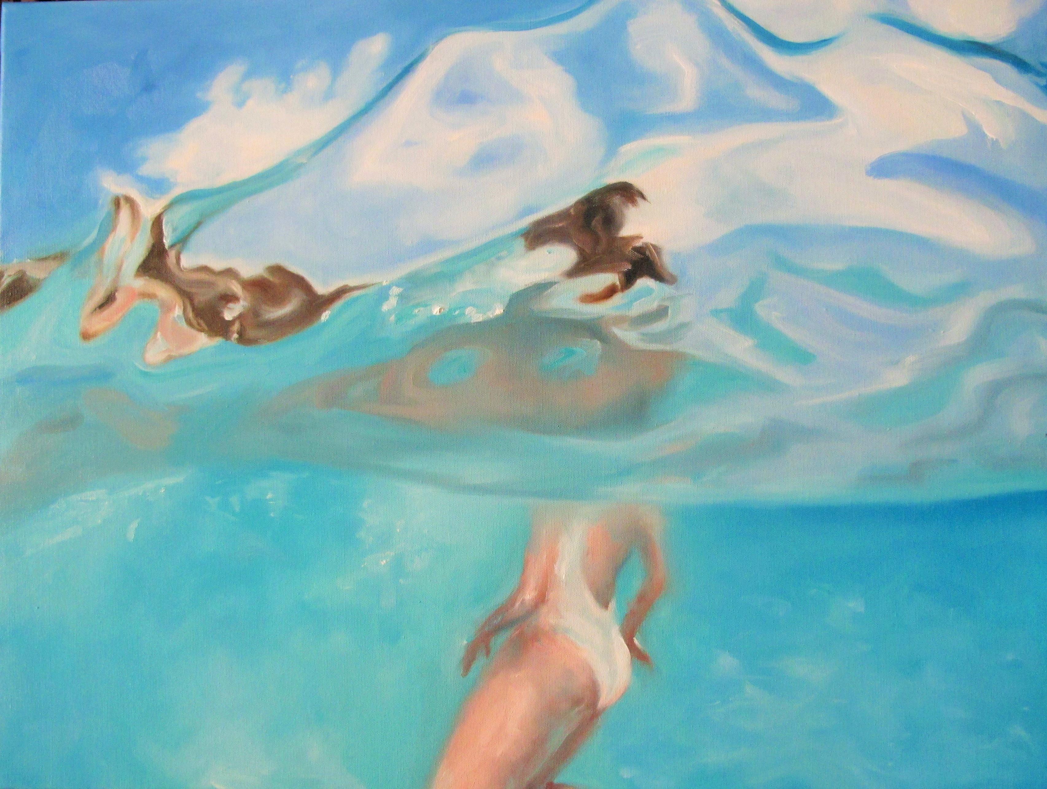 Katerina Hatzi Figurative Painting - Breaking the waves
