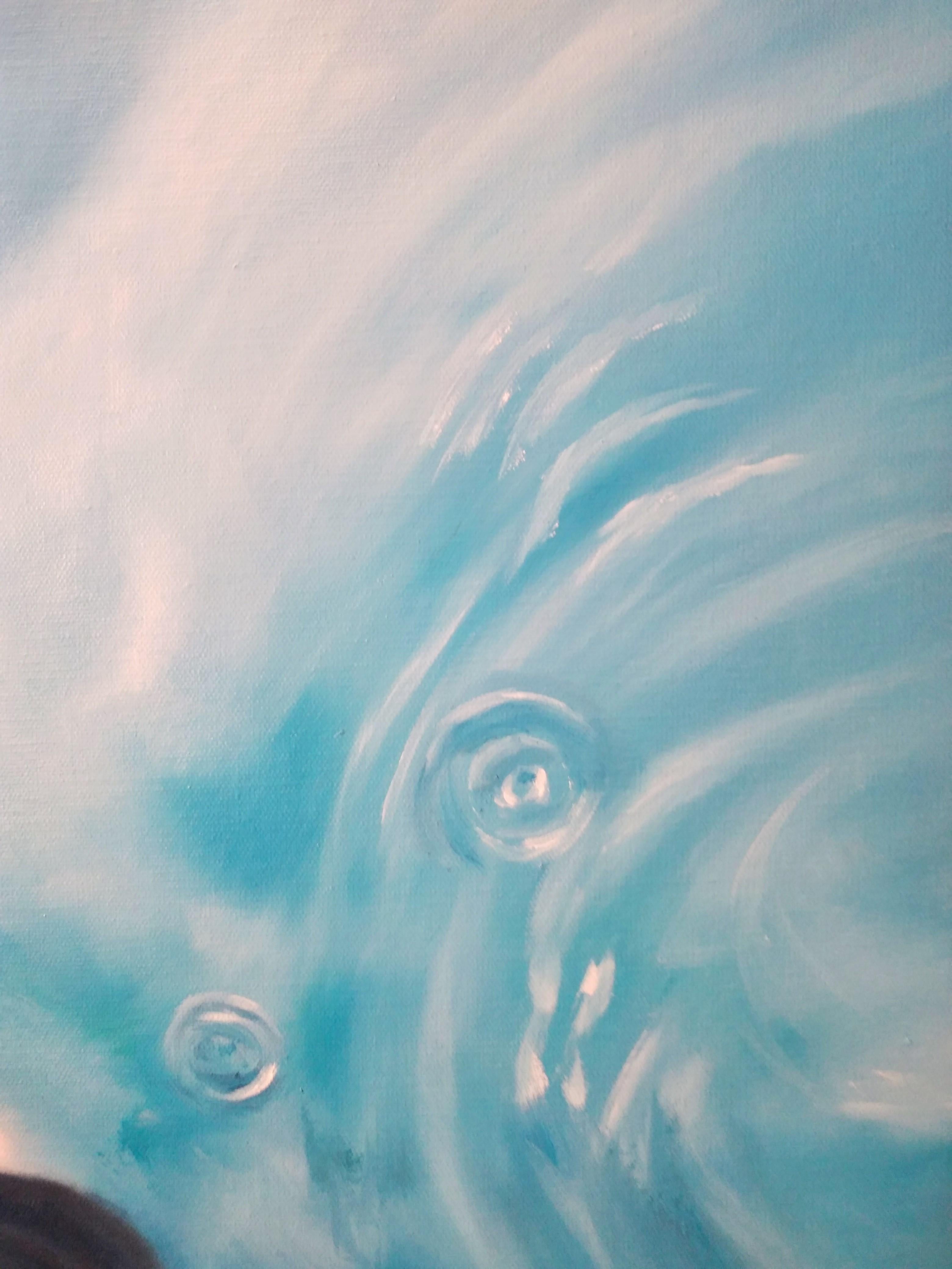 C'était comme voler dans les nuages et nager dans le ciel - Painting by Katerina Hatzi