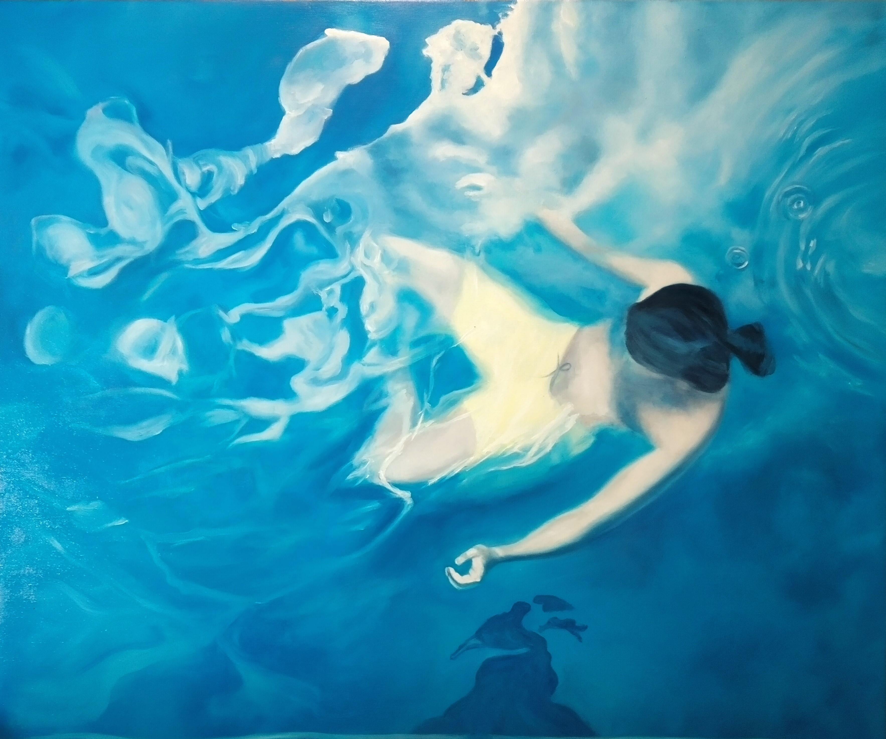 Katerina Hatzi Nude Painting – C'était comme voler dans les nuages et nager dans le ciel