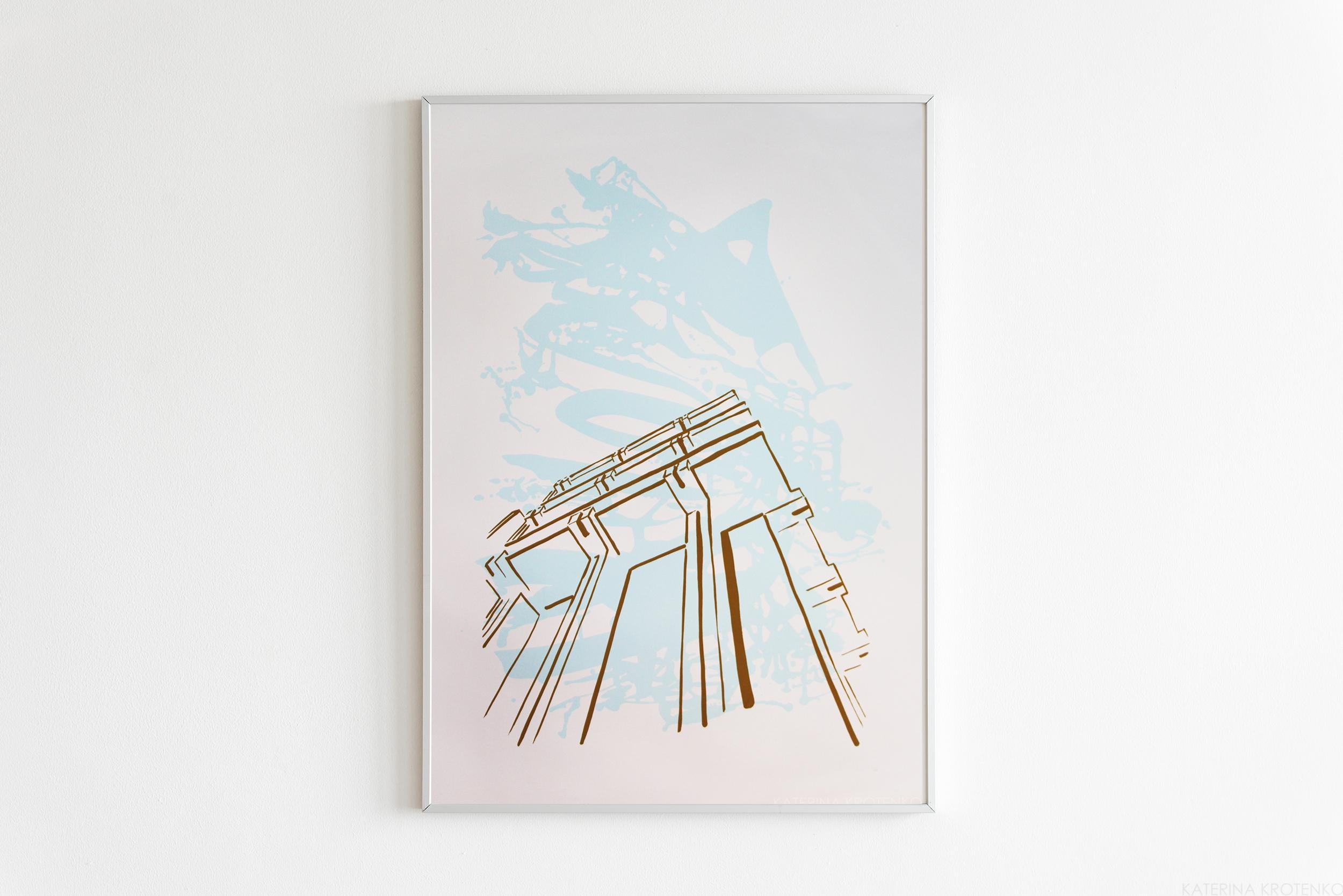 Katerina Krotenko Abstract Print - Invisible treasures # 6 architectural serigraphy