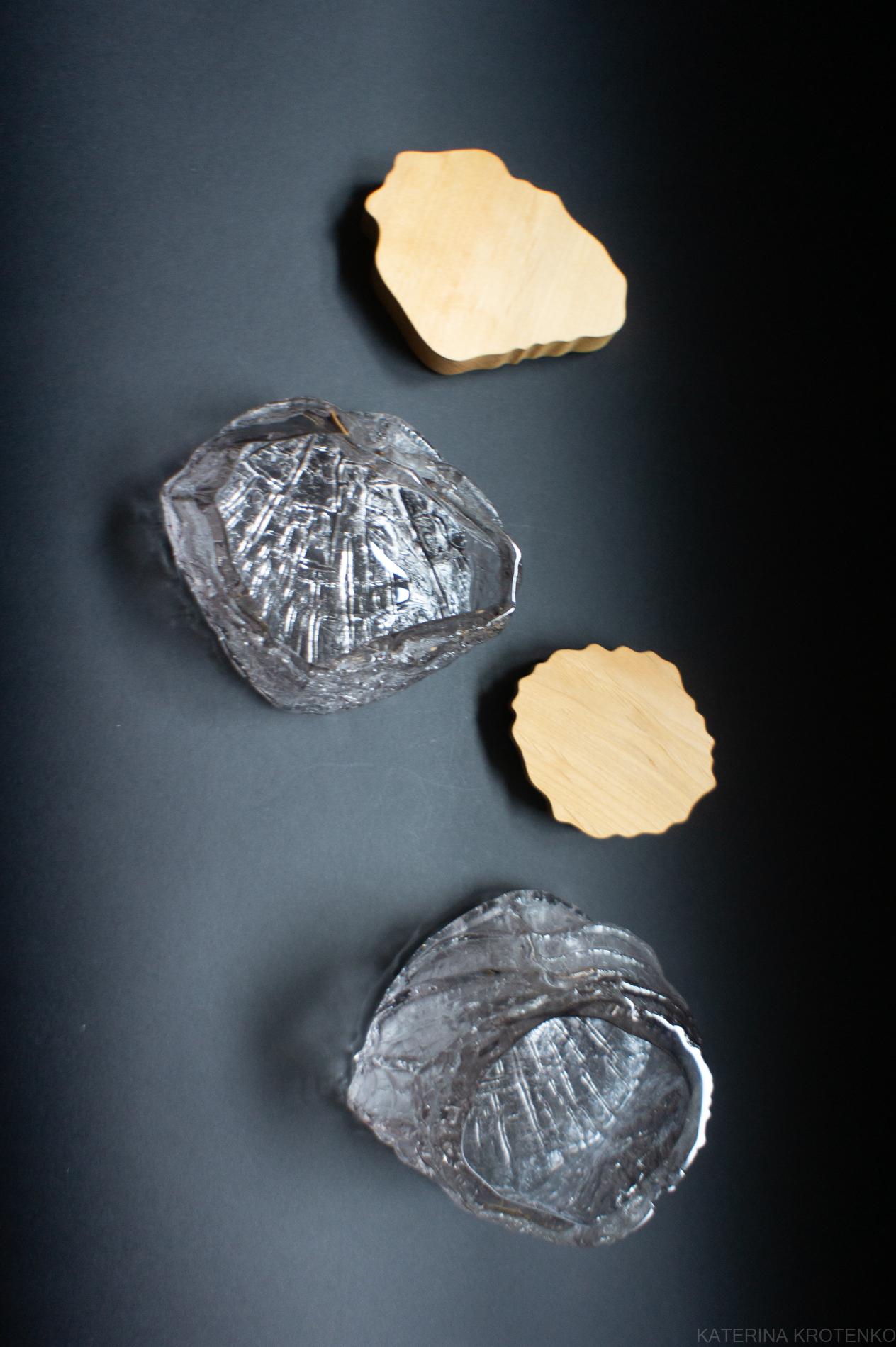 Drago — a pair of glass treasuries —  volume IX no. 11 & 12 - Black Still-Life Sculpture by Katerina Krotenko