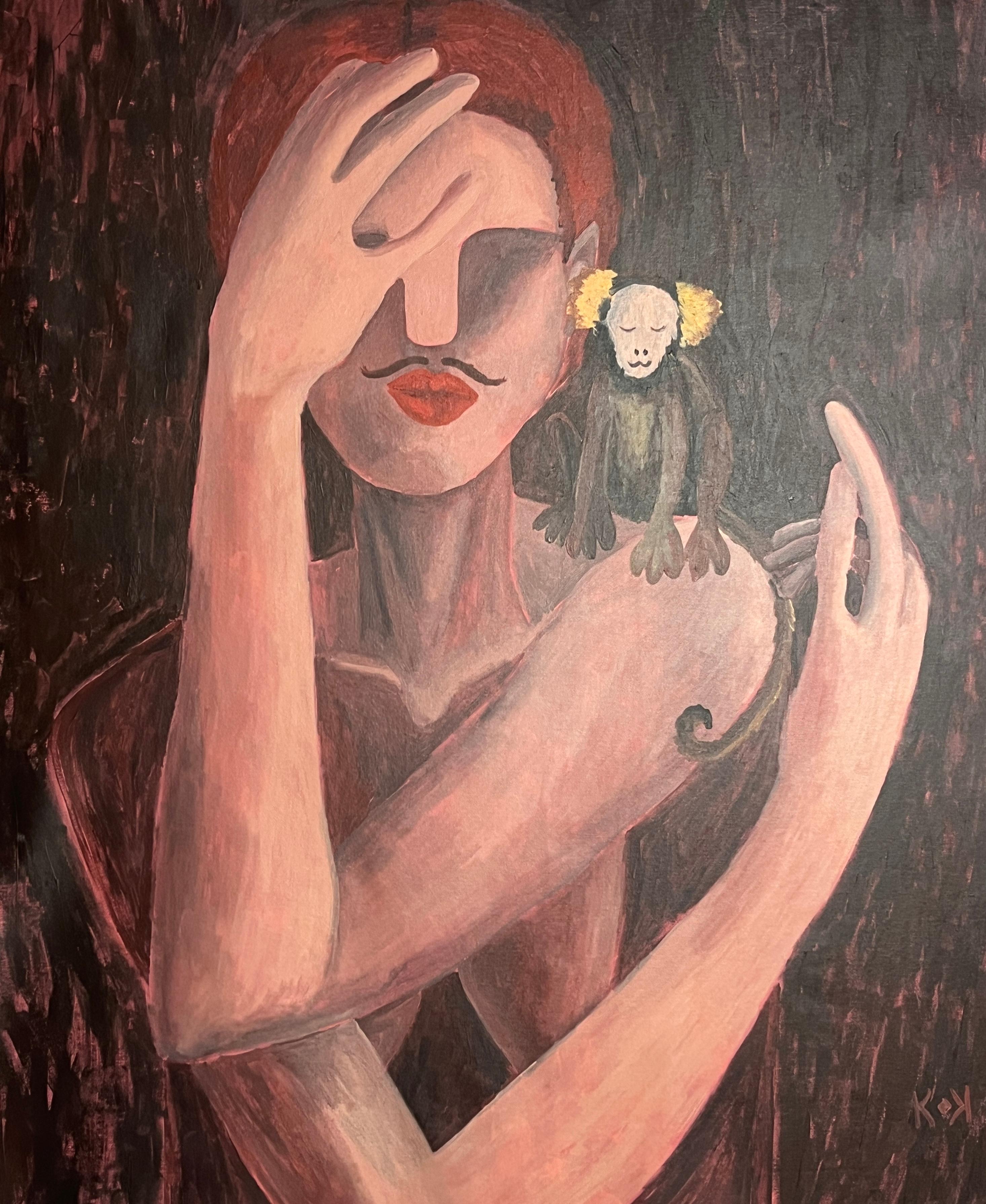 Kateryna Kolesnykova Figurative Painting - The Monkey of Expectations