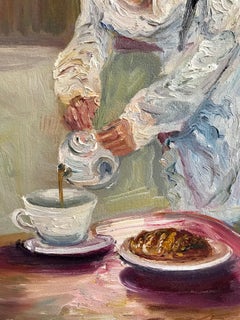 Mädchen mit einem Kaffeetopf