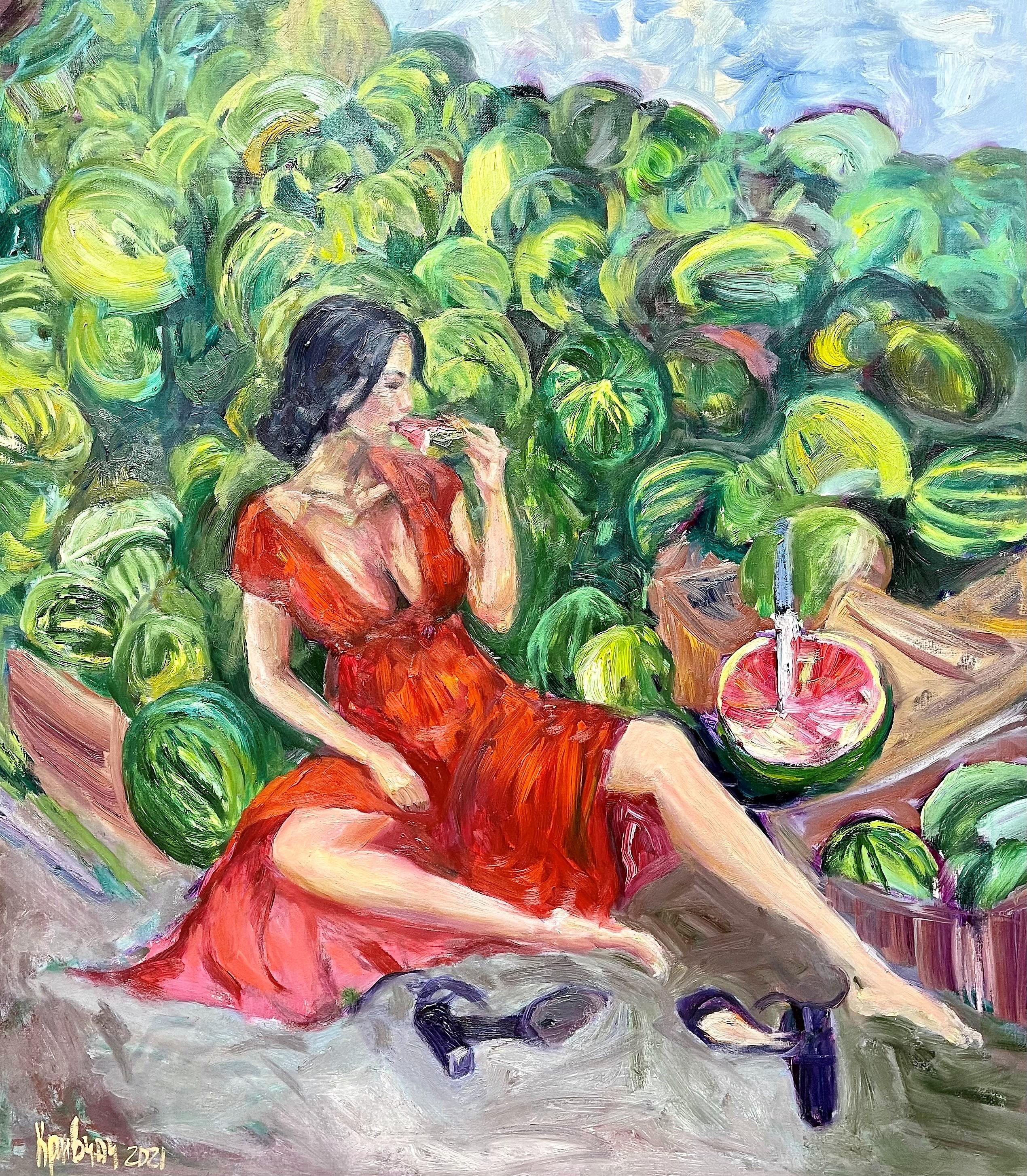 Girl with watermelons