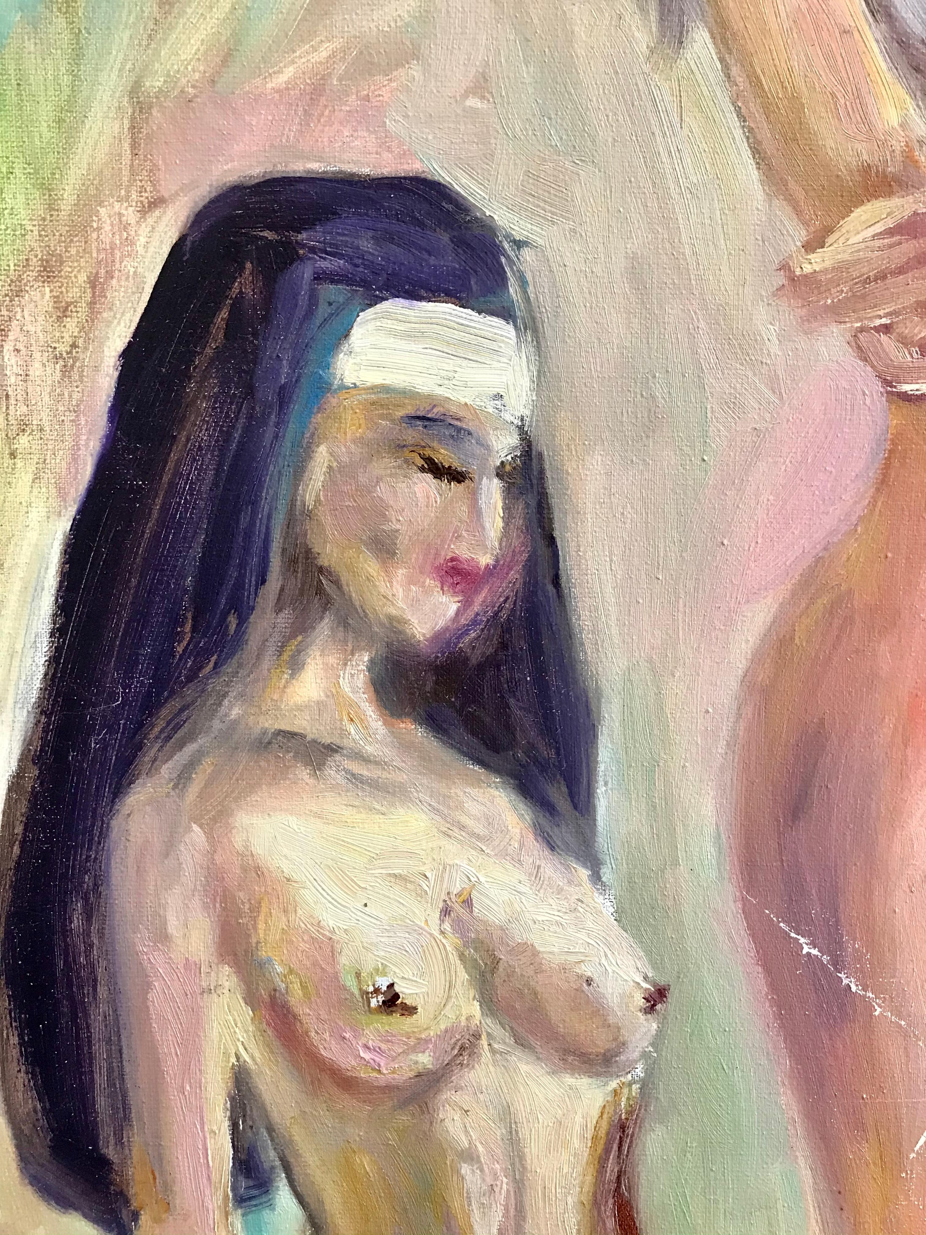 Suore - Nude Painting Grigio di  Kateryna Krivchach