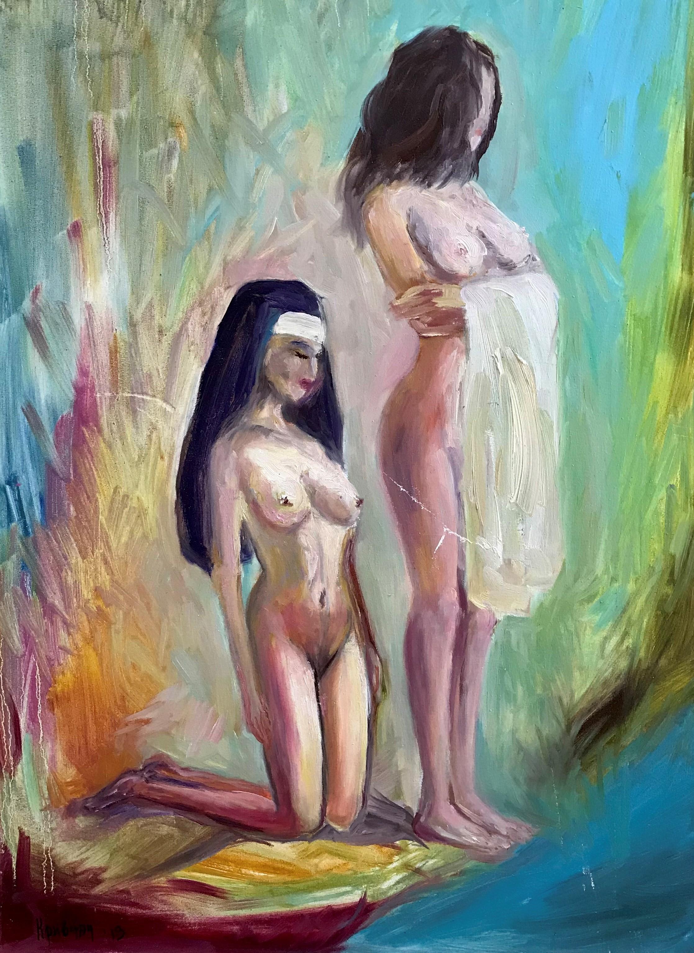  Kateryna Krivchach Nude Painting - Nuns