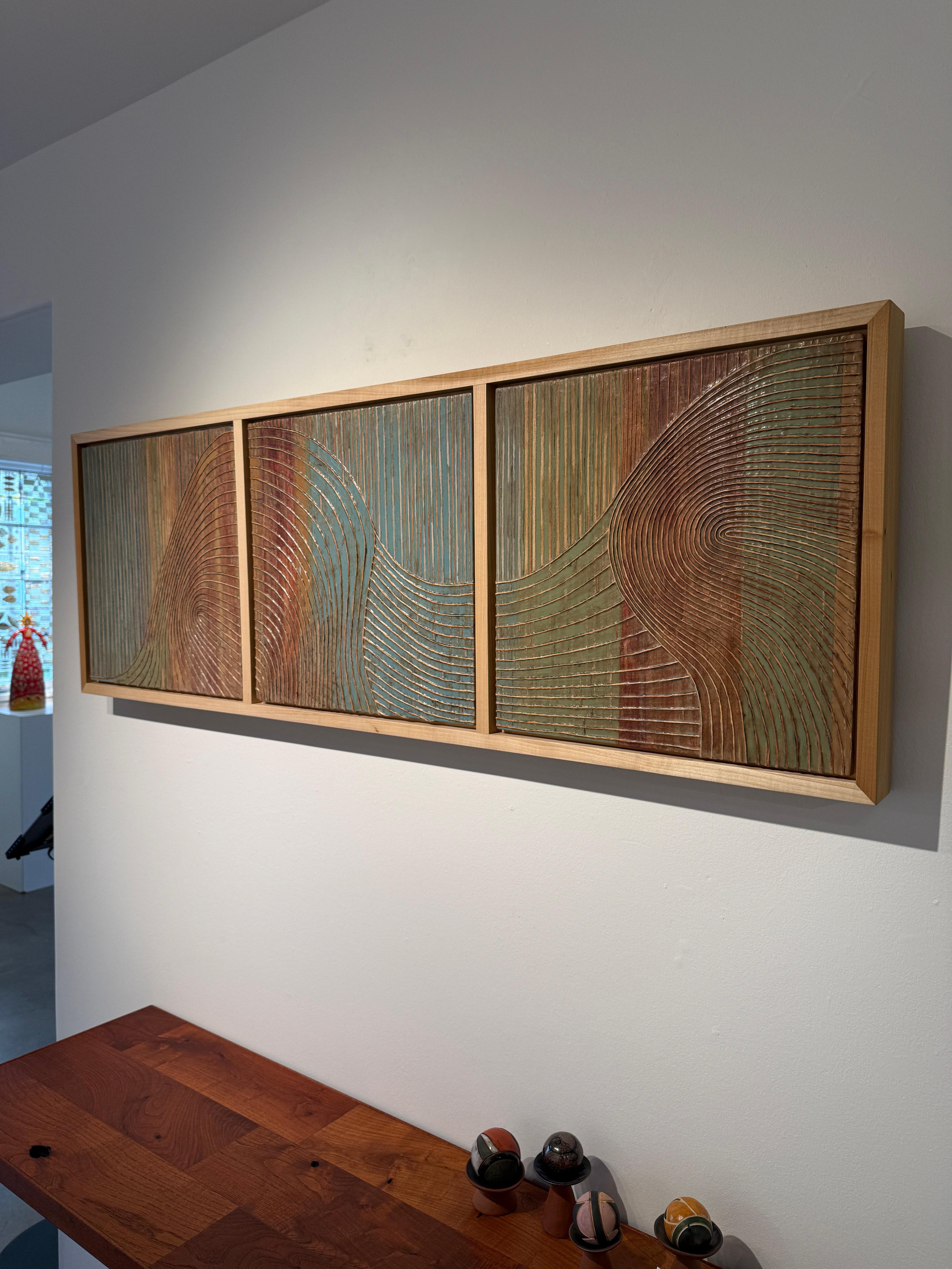 Les méandres - Marron Landscape Painting par Katey Berry