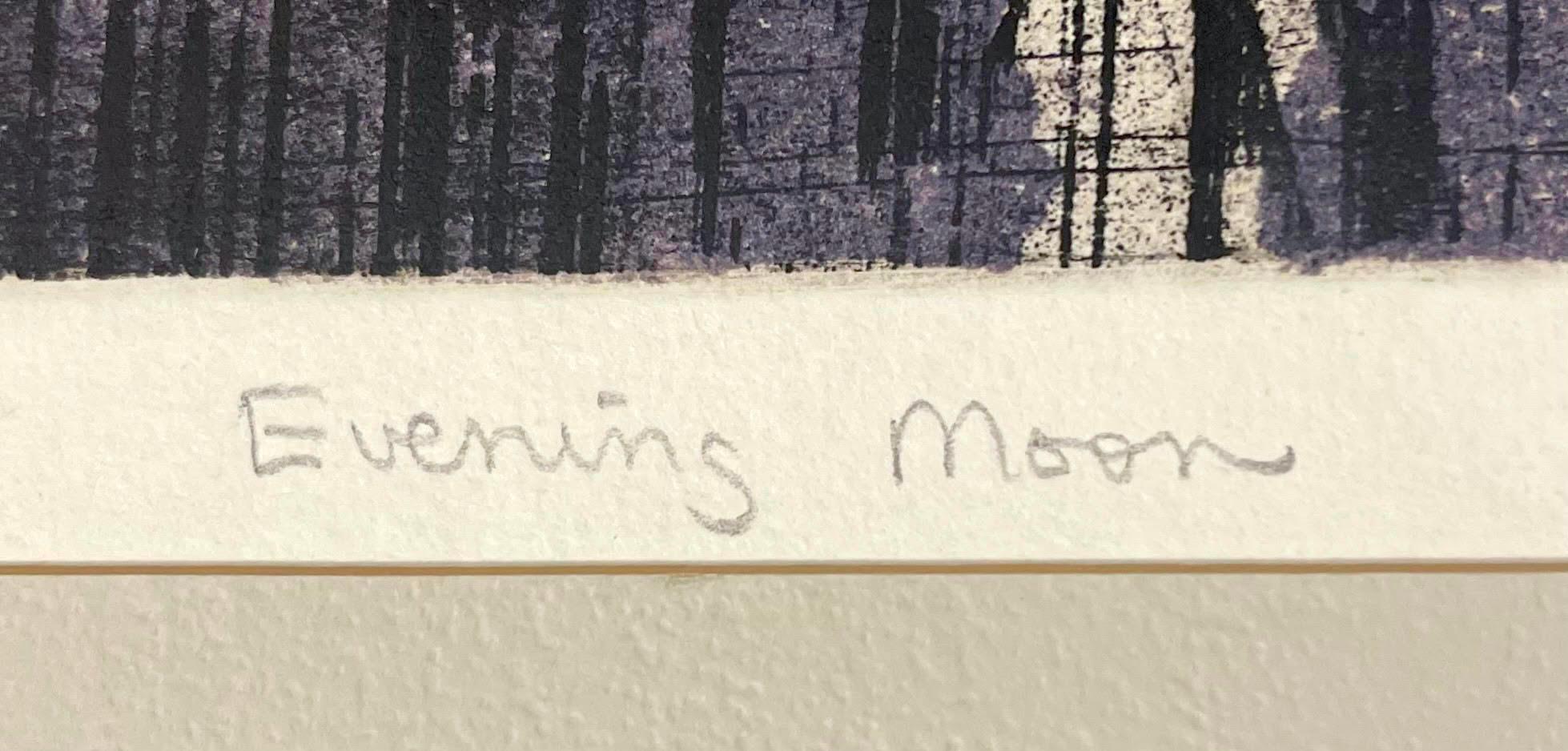 Evening Moon, color etching renowned printmaker Signed/N, ex Denver Art Museum - Modern Print by Kathan Brown