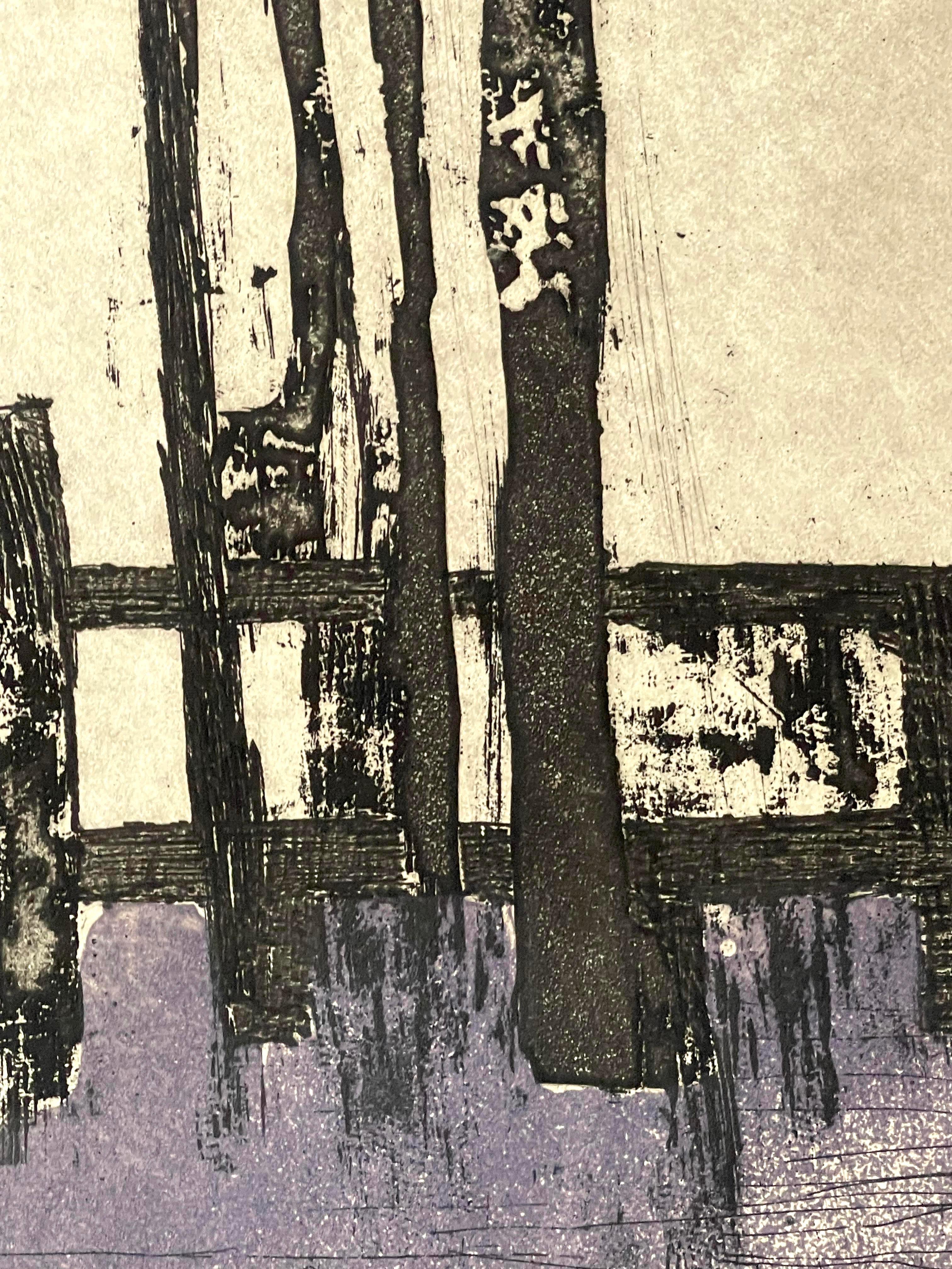 Evening Moon, color etching renowned printmaker Signed/N, ex Denver Art Museum For Sale 2