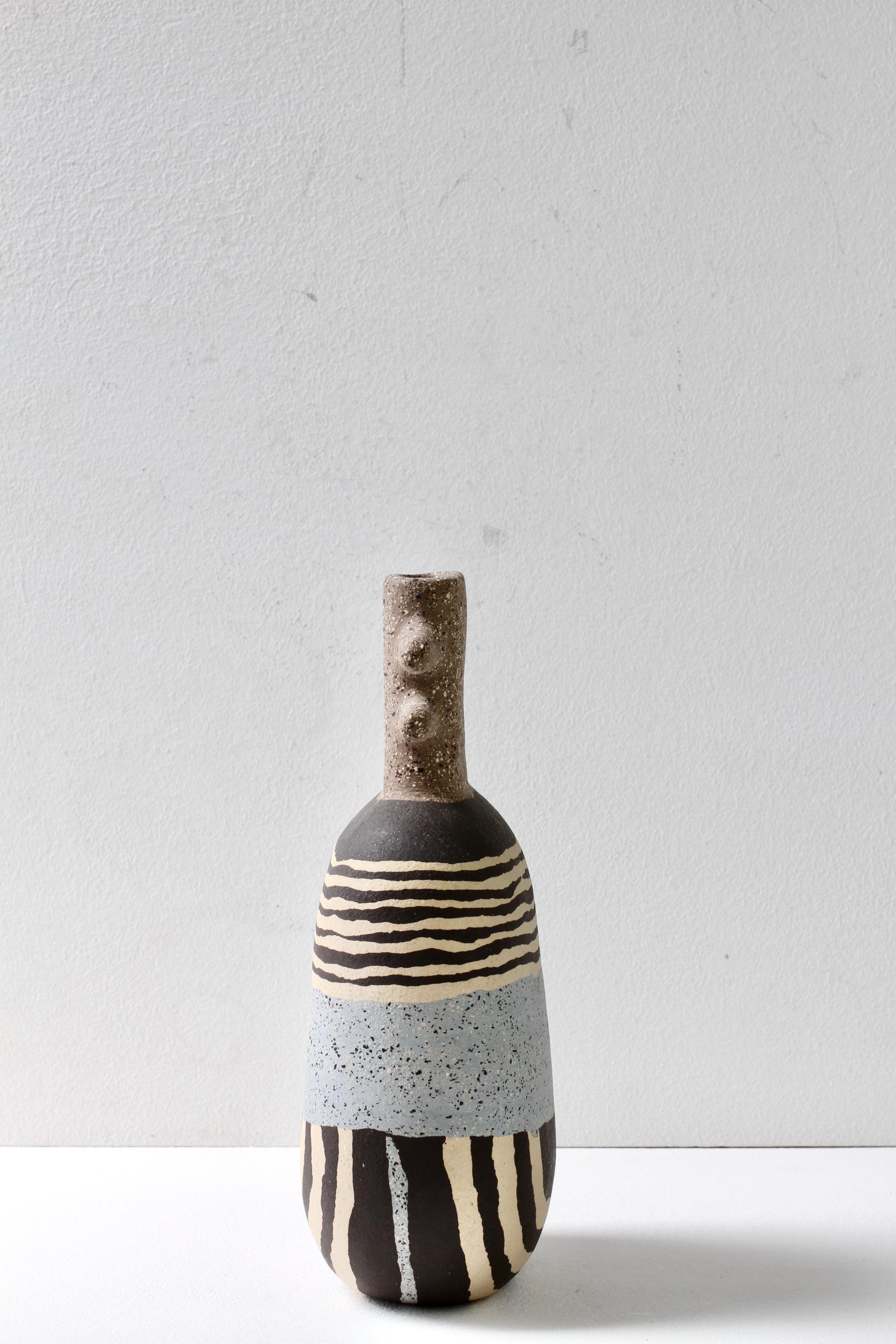 Smaltato Vaso in gres Nerikomi firmato da Katharina Eichler, Studio d'Arte tedesco, #2 in vendita