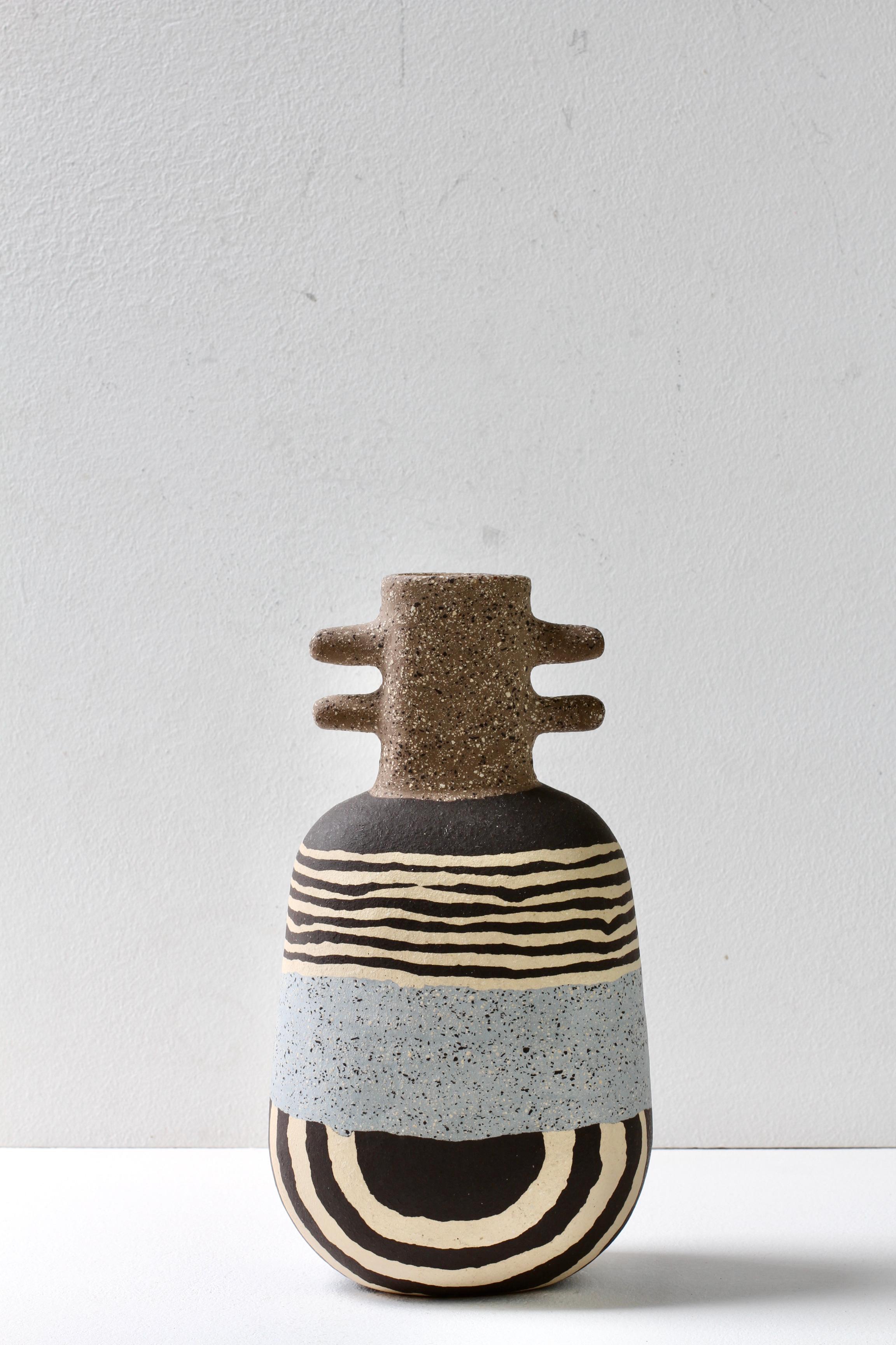 XXI secolo e contemporaneo Vaso in gres Nerikomi firmato da Katharina Eichler, Studio d'Arte tedesco, #2 in vendita