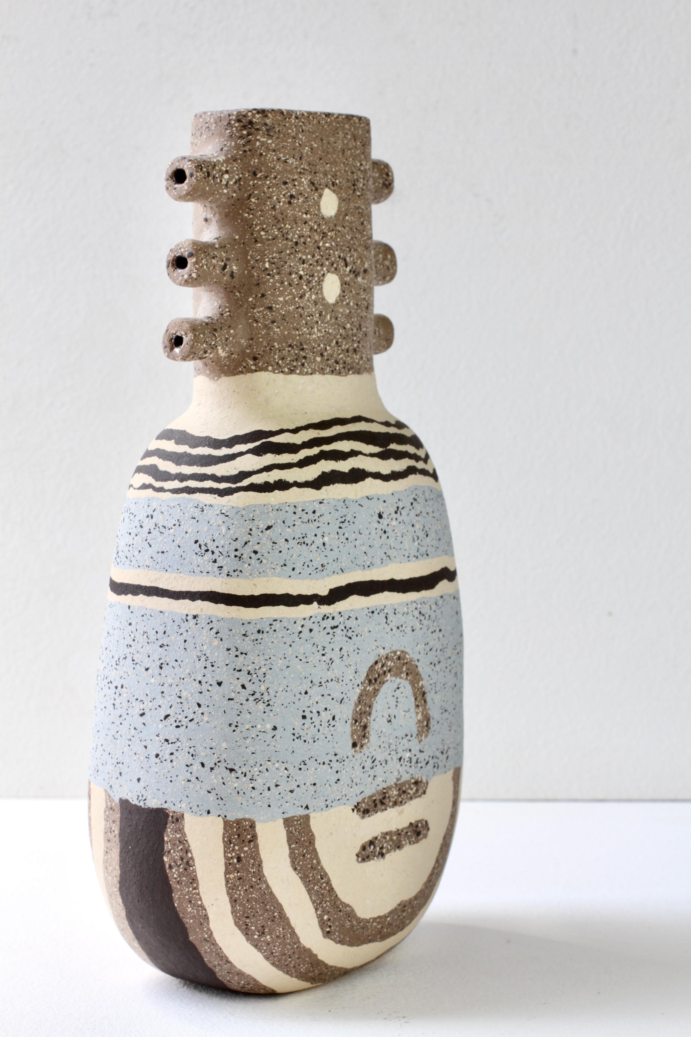 Katharina Eichler Signed German Art Studio Stoneware Nerikomi Pottery Vase 4