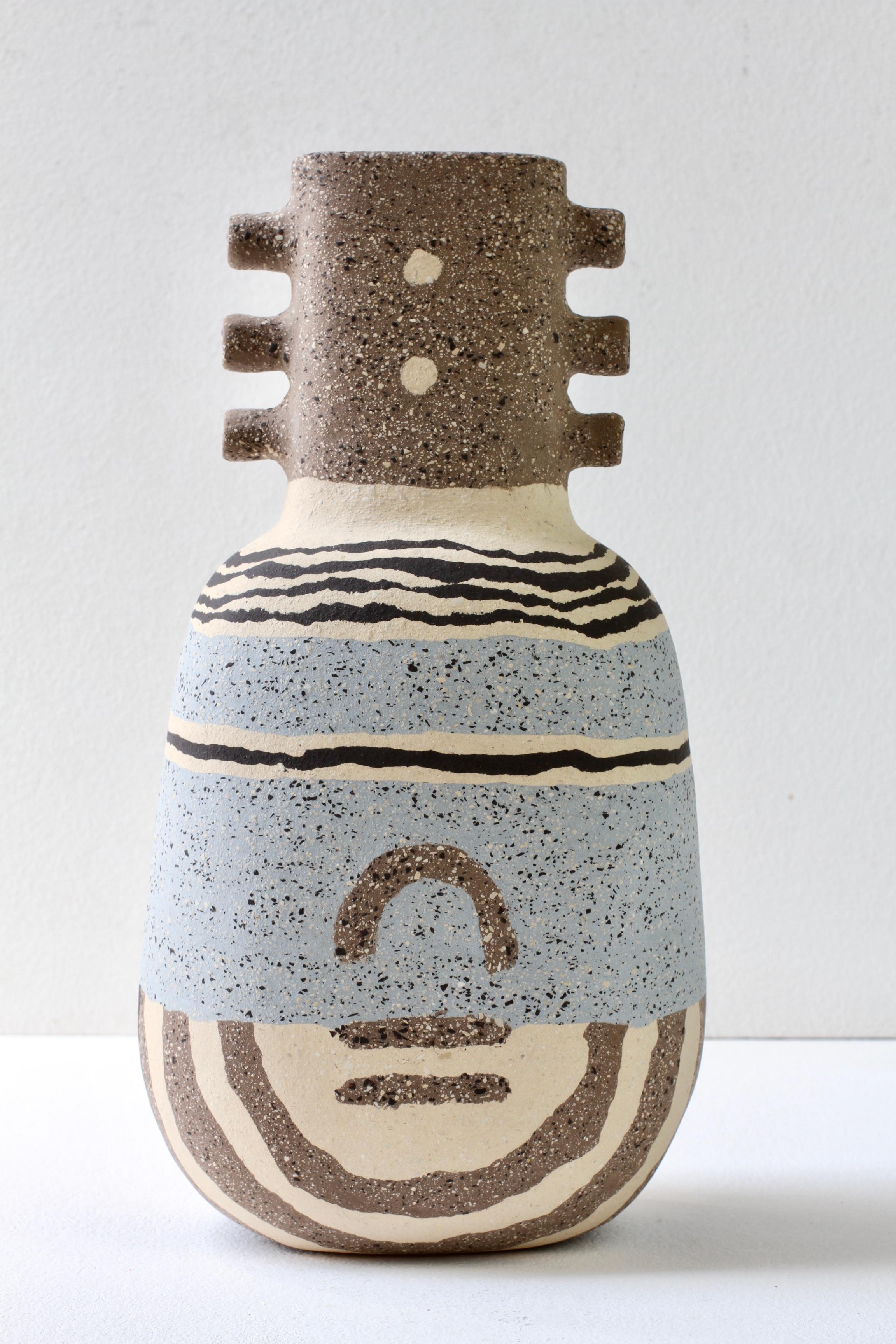 Katharina Eichler Signed German Art Studio Stoneware Nerikomi Pottery Vase 5