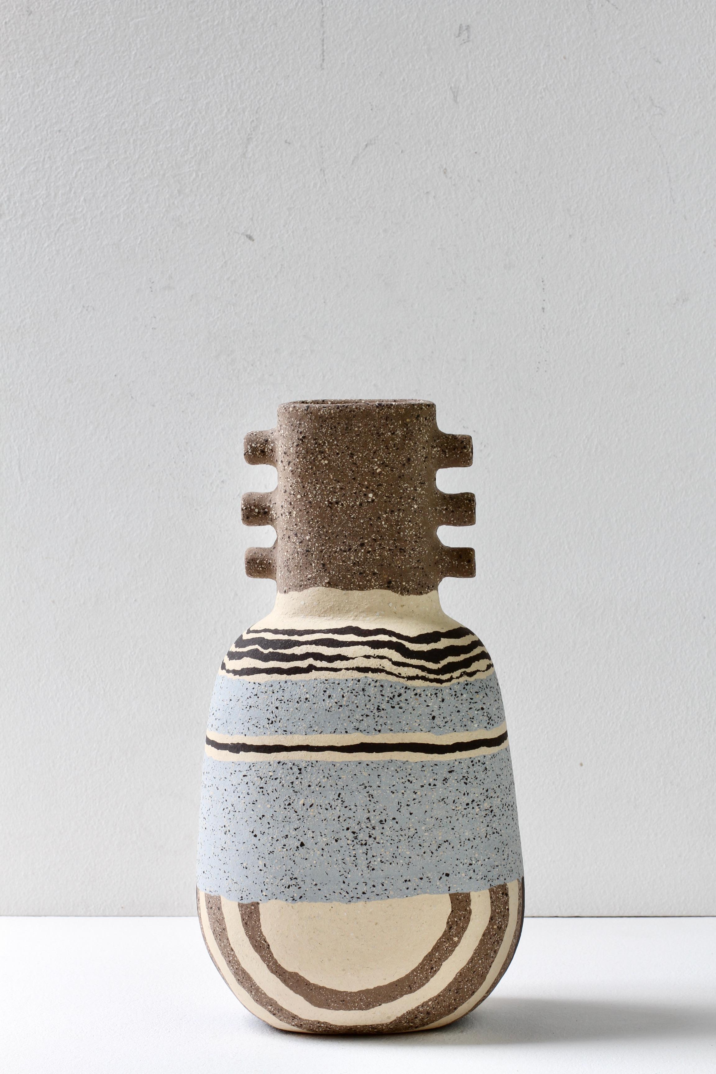 Katharina Eichler Signed German Art Studio Stoneware Nerikomi Pottery Vase 6