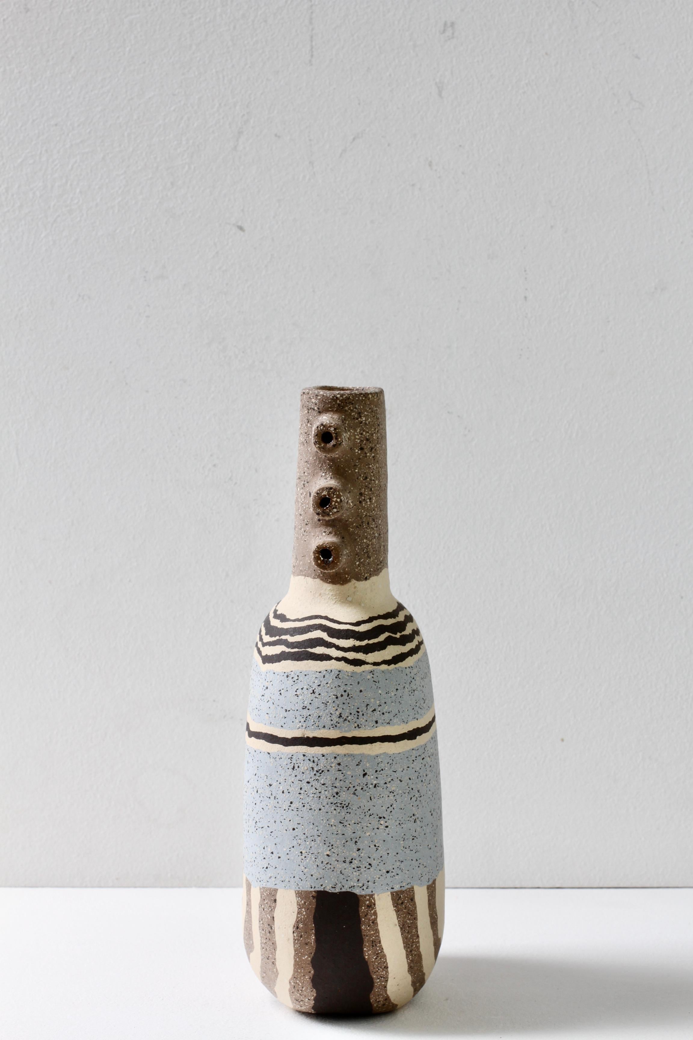 Katharina Eichler Signed German Art Studio Stoneware Nerikomi Pottery Vase 7
