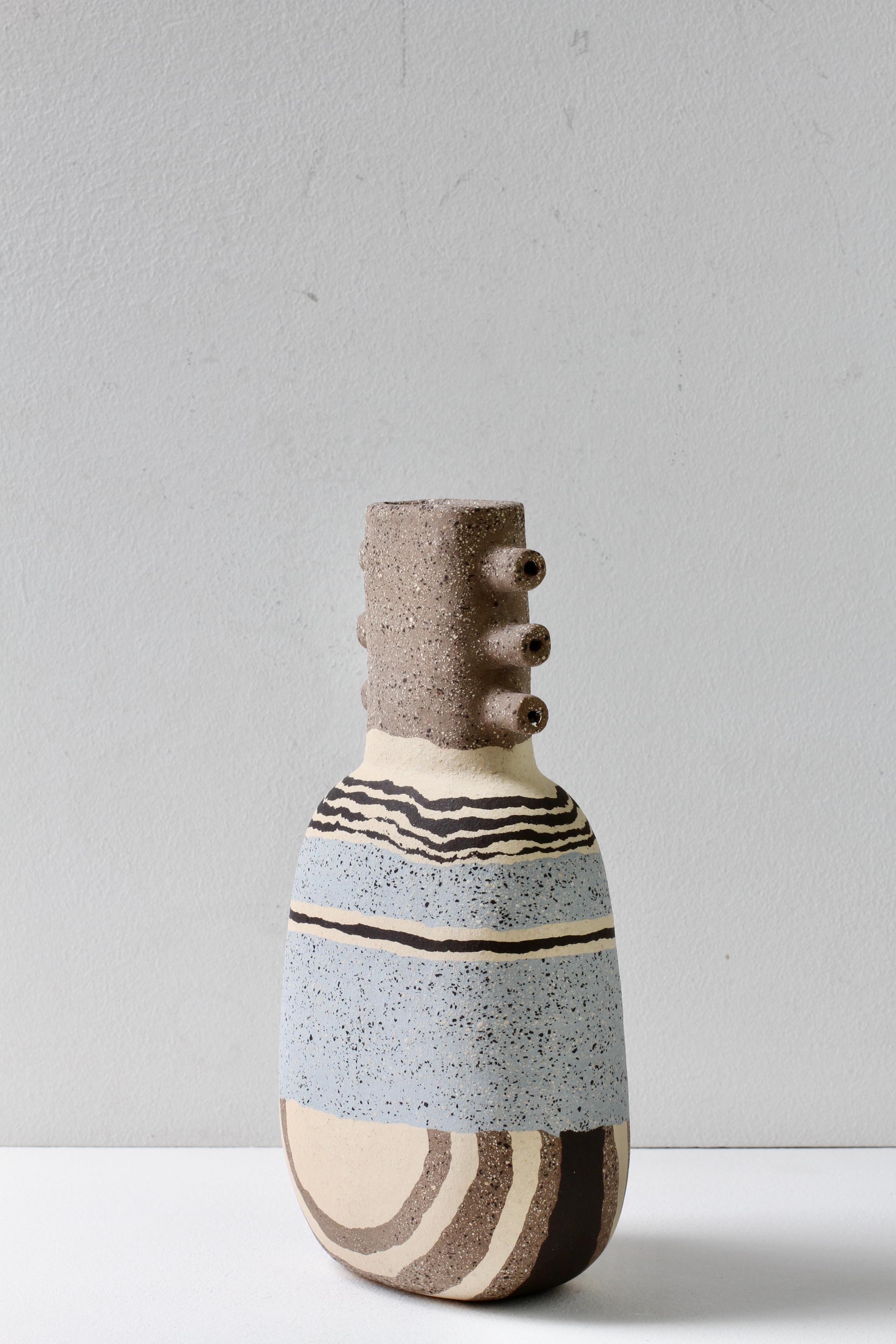 Katharina Eichler Signed German Art Studio Stoneware Nerikomi Pottery Vase 8