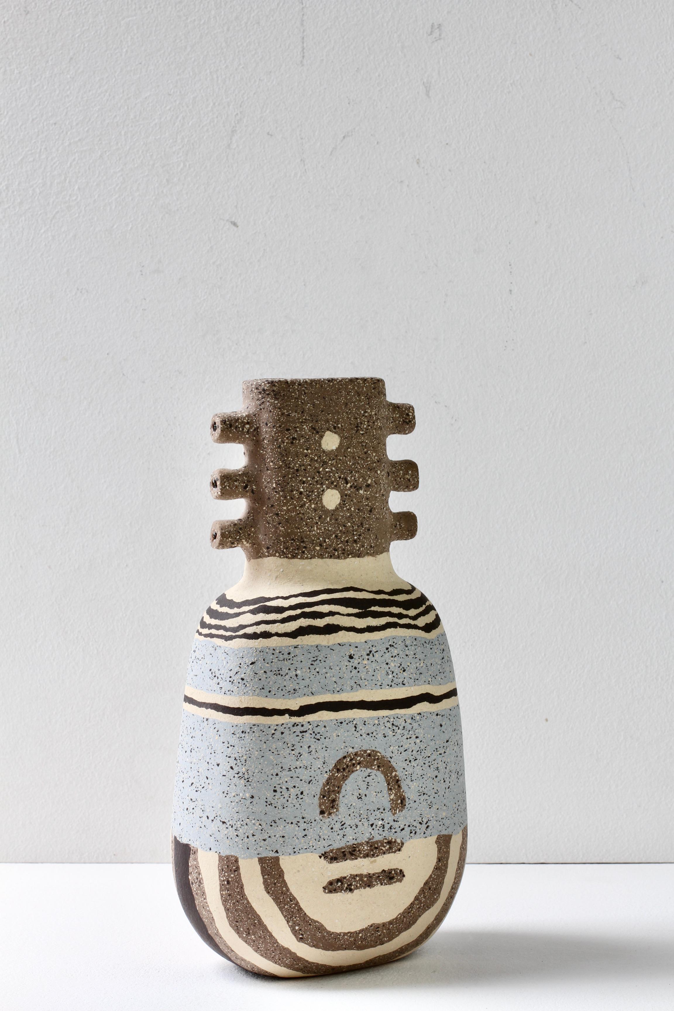 Katharina Eichler Signed German Art Studio Stoneware Nerikomi Pottery Vase 9
