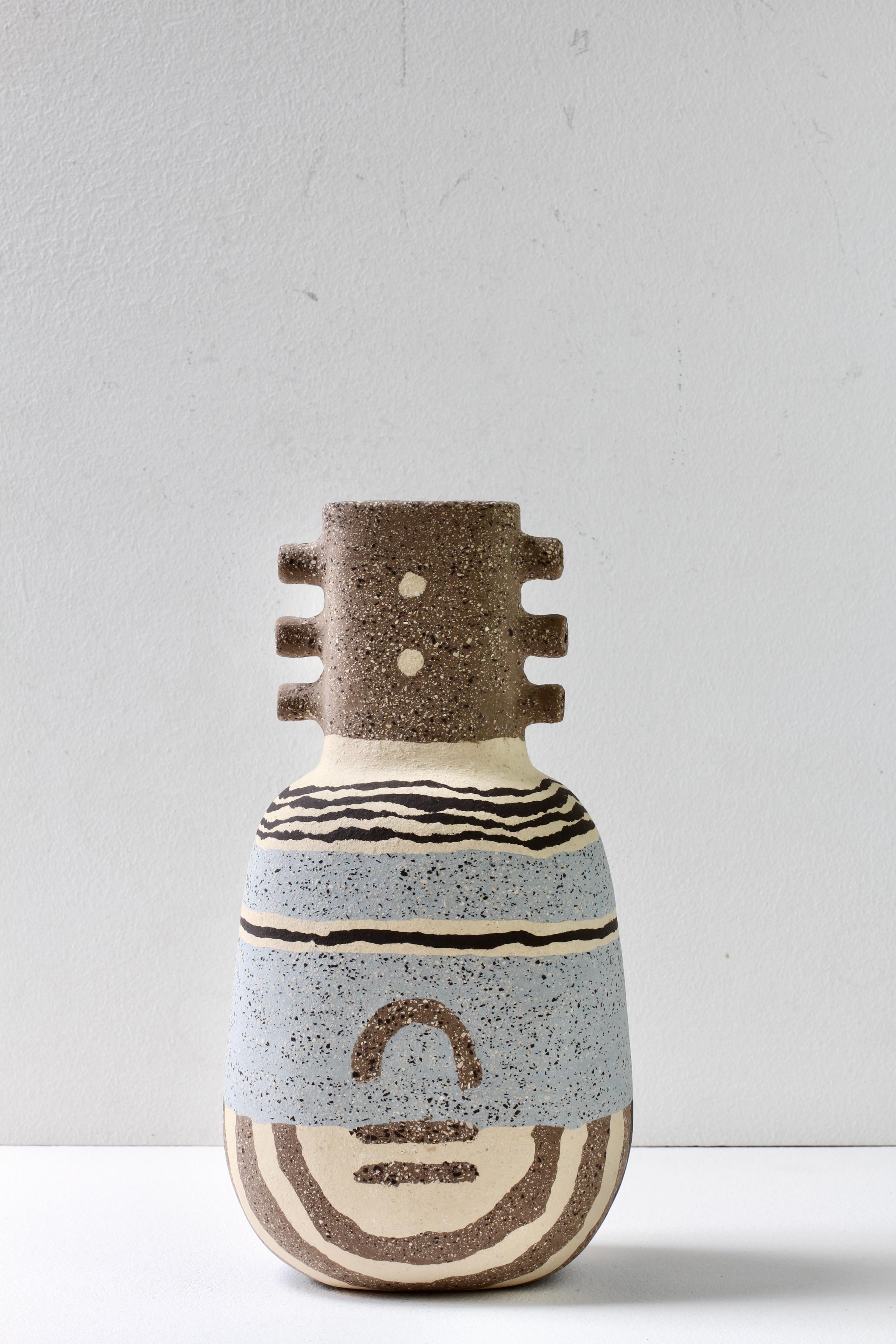 Katharina Eichler Signed German Art Studio Stoneware Nerikomi Pottery Vase 10