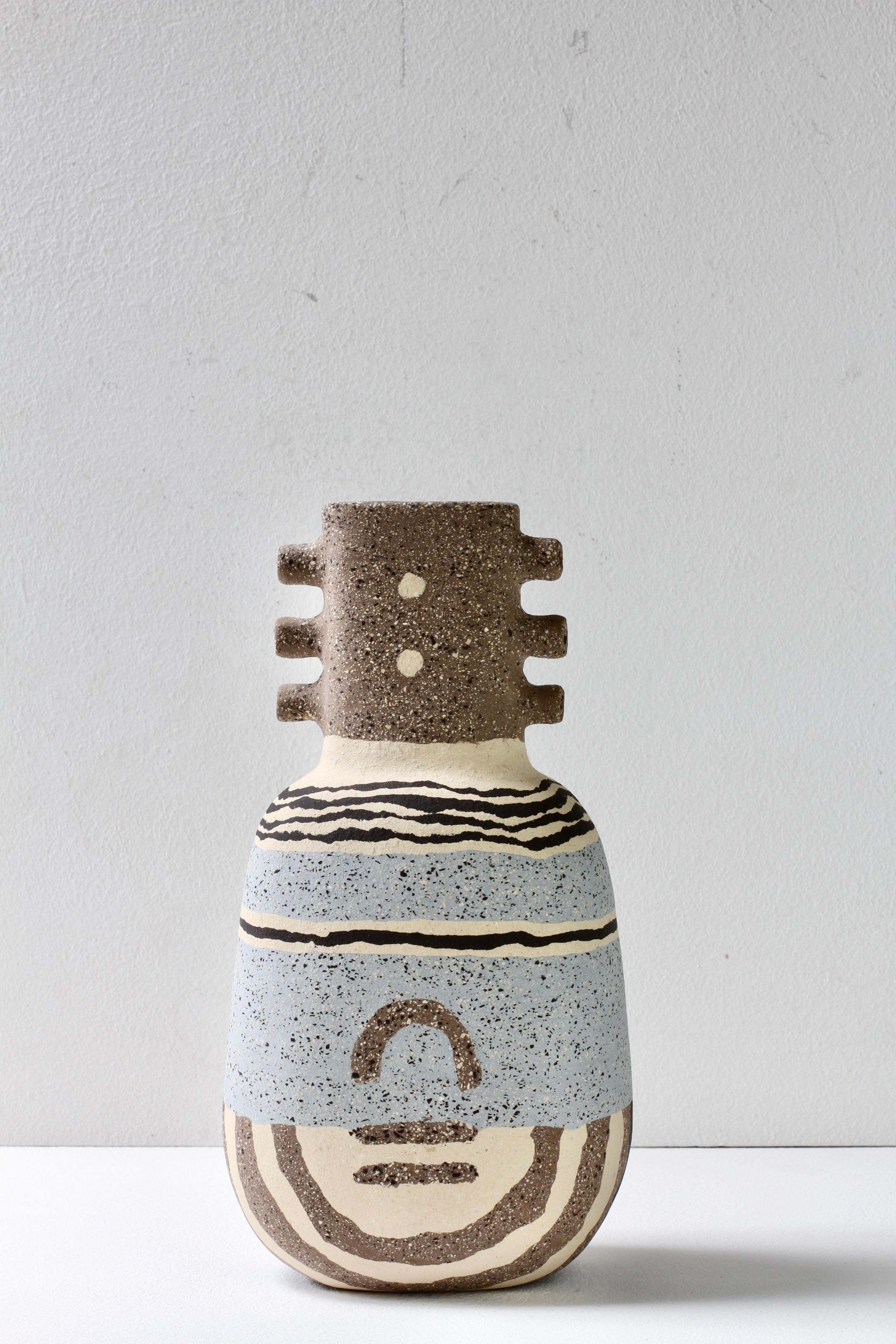 Katharina Eichler Signed German Art Studio Stoneware Nerikomi Pottery Vase 11