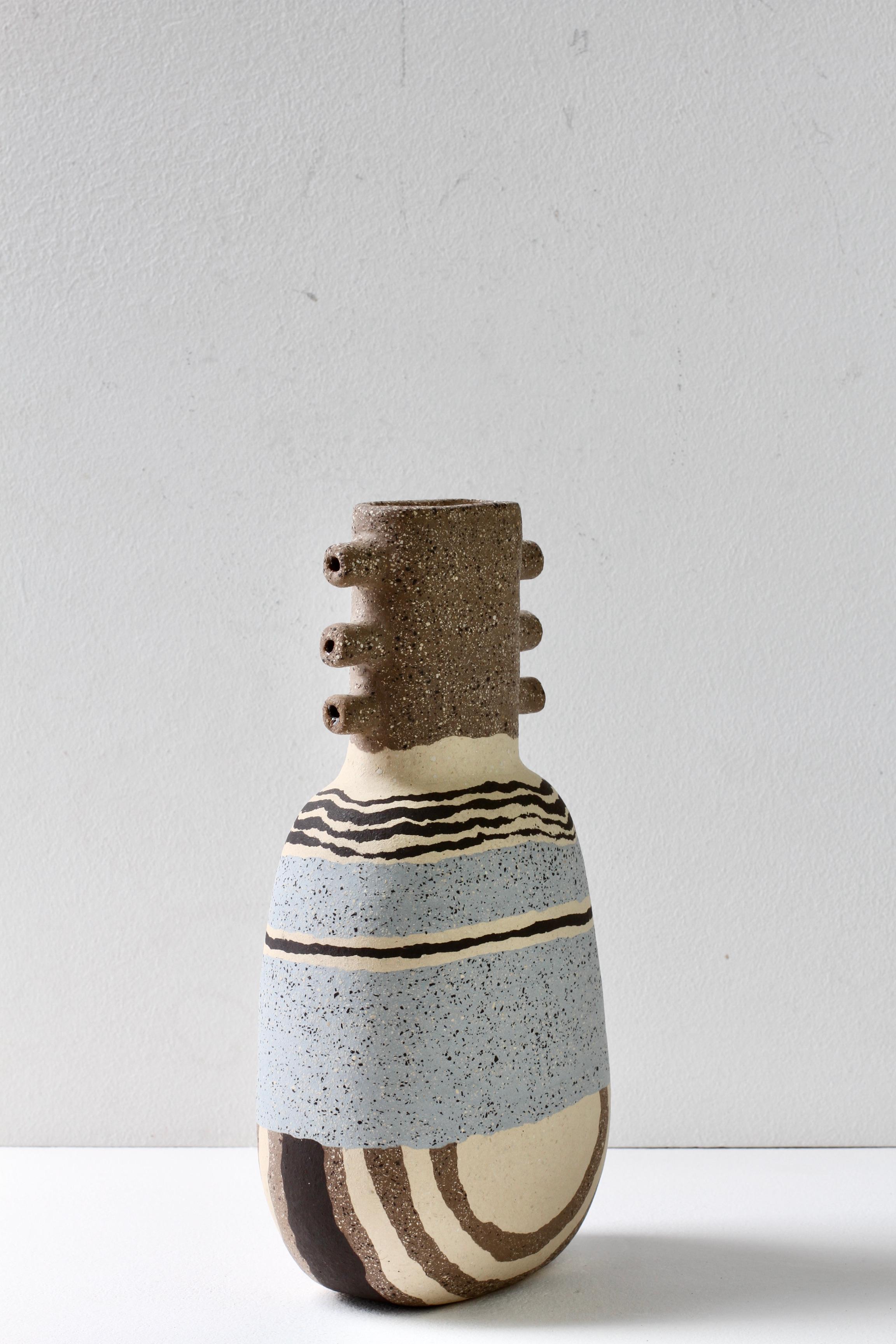 Katharina Eichler Signed German Art Studio Stoneware Nerikomi Pottery Vase 12