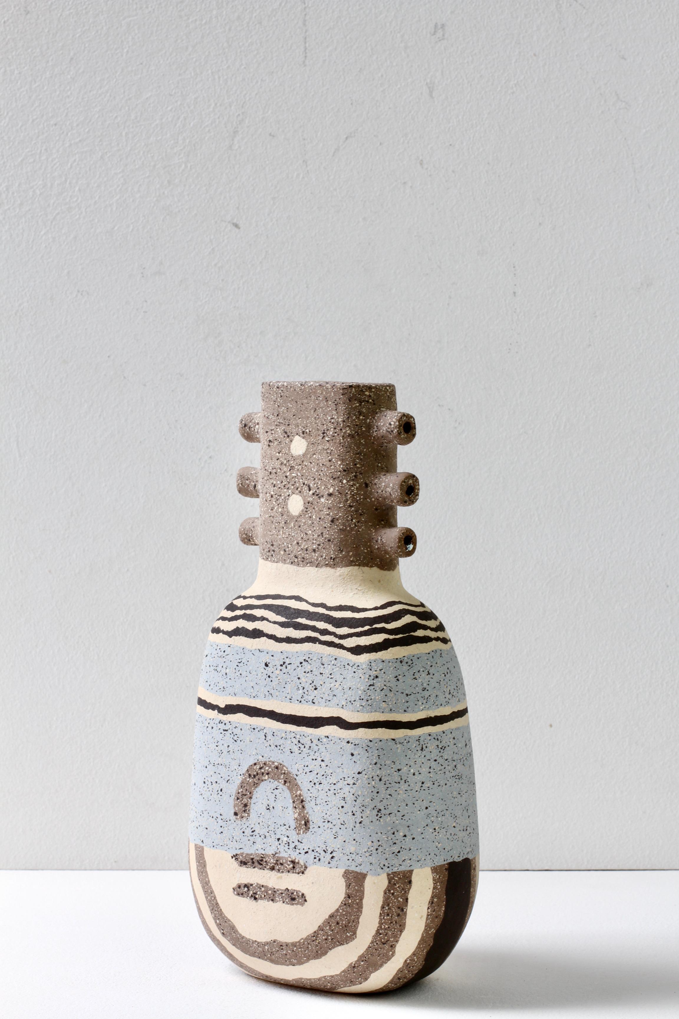 Katharina Eichler Signed German Art Studio Stoneware Nerikomi Pottery Vase 13