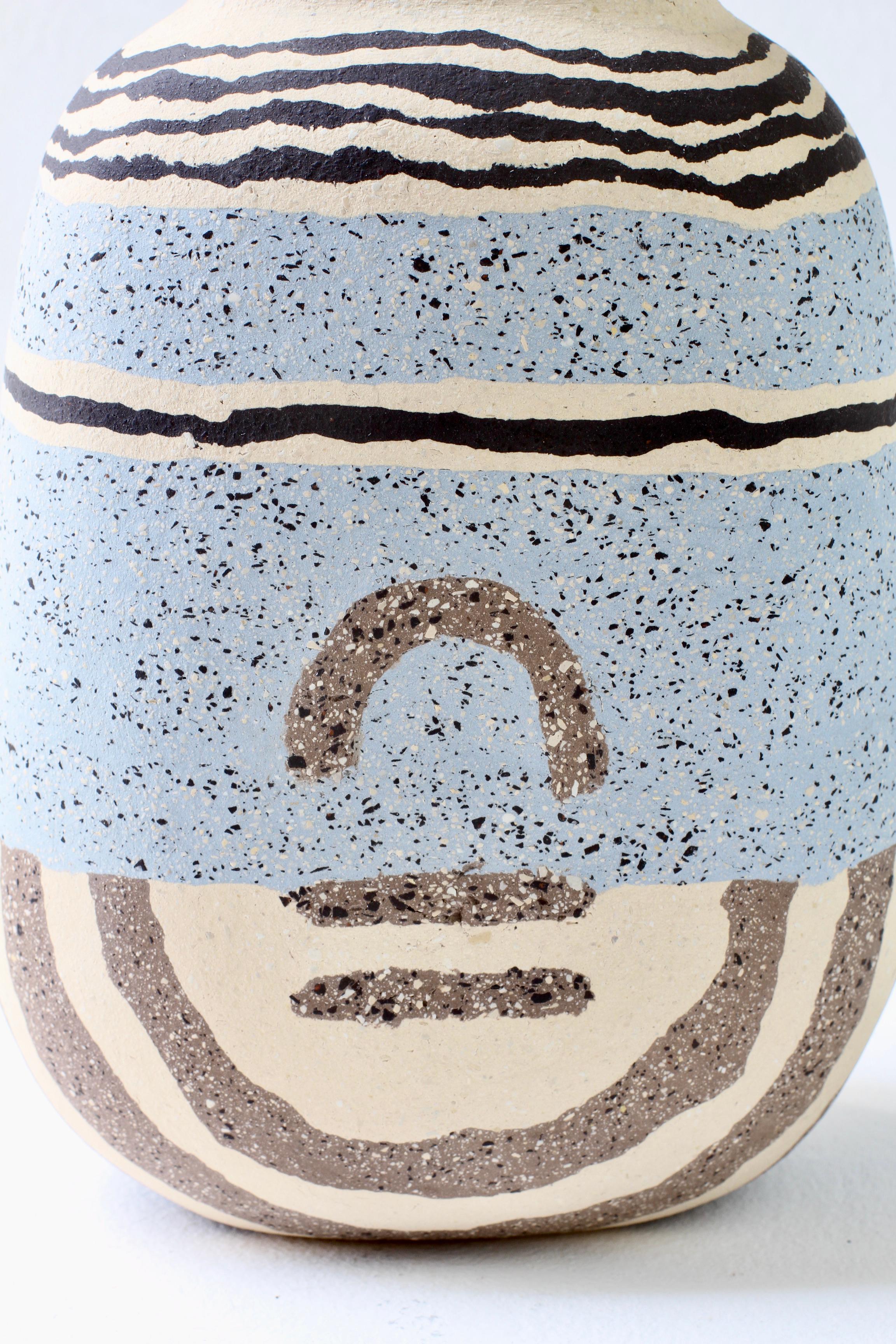 Brutalist Katharina Eichler Signed German Art Studio Stoneware Nerikomi Pottery Vase