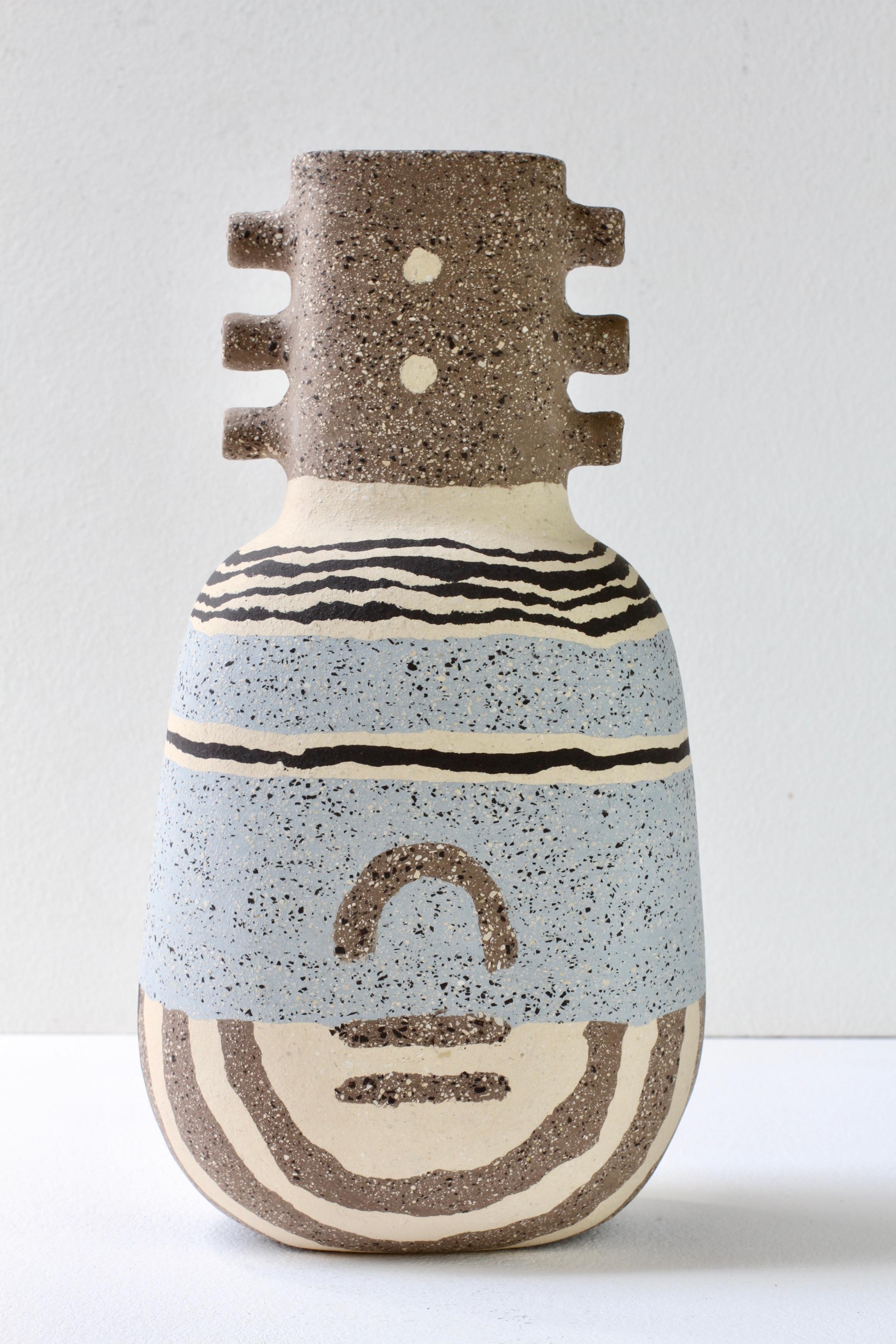 Katharina Eichler Signed German Art Studio Stoneware Nerikomi Pottery Vase In Excellent Condition In Landau an der Isar, Bayern
