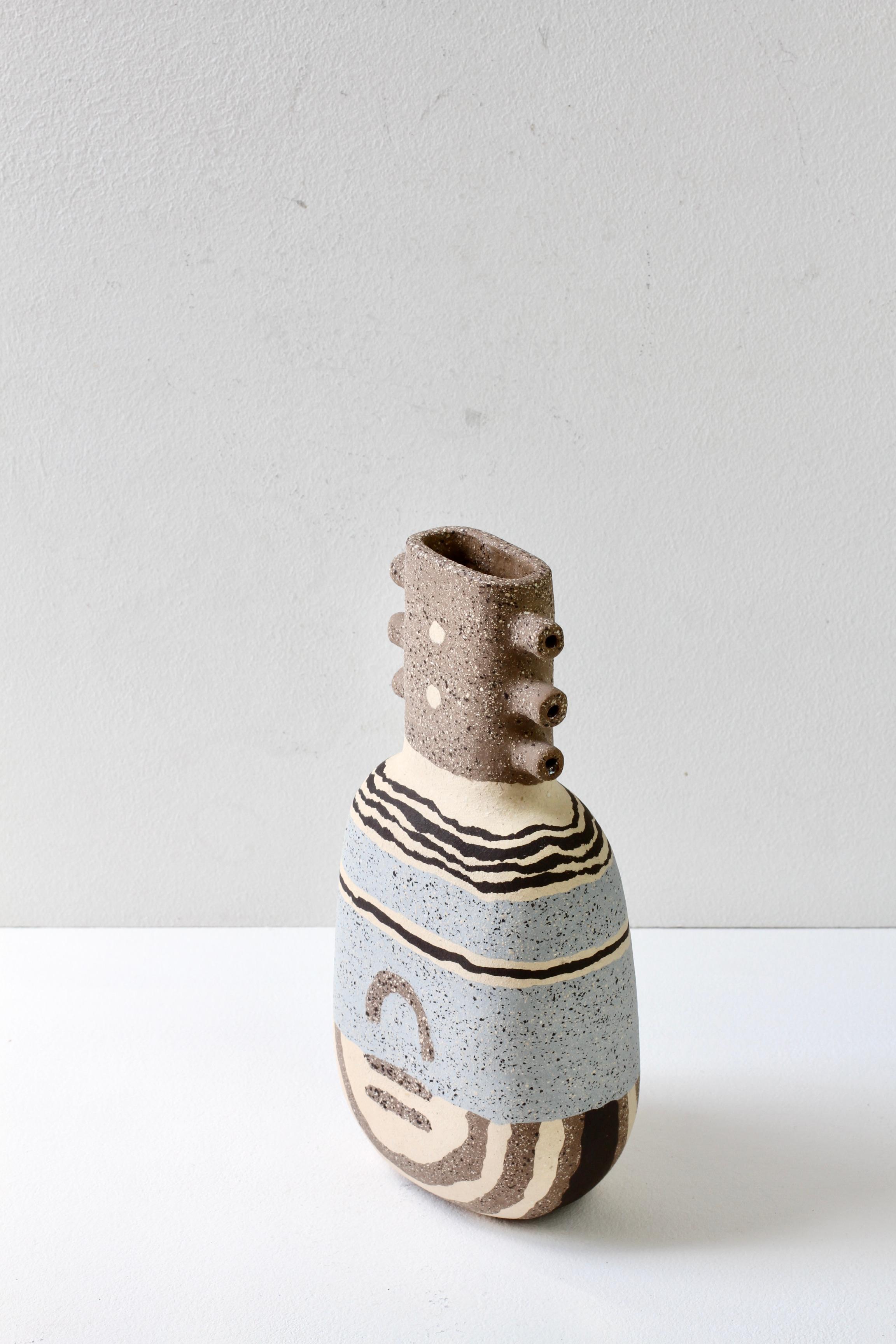 20th Century Katharina Eichler Signed German Art Studio Stoneware Nerikomi Pottery Vase
