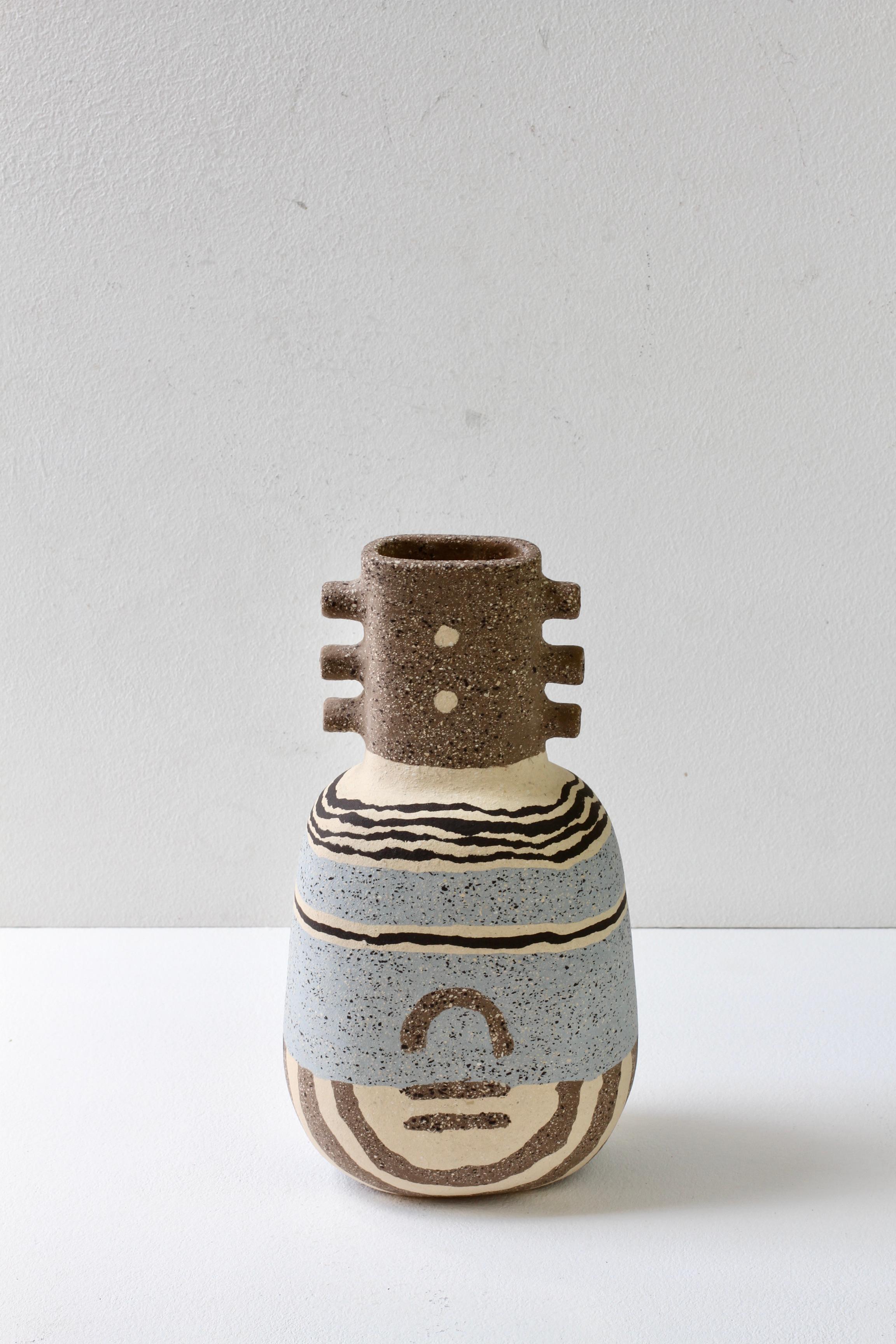 Katharina Eichler Signed German Art Studio Stoneware Nerikomi Pottery Vase 2