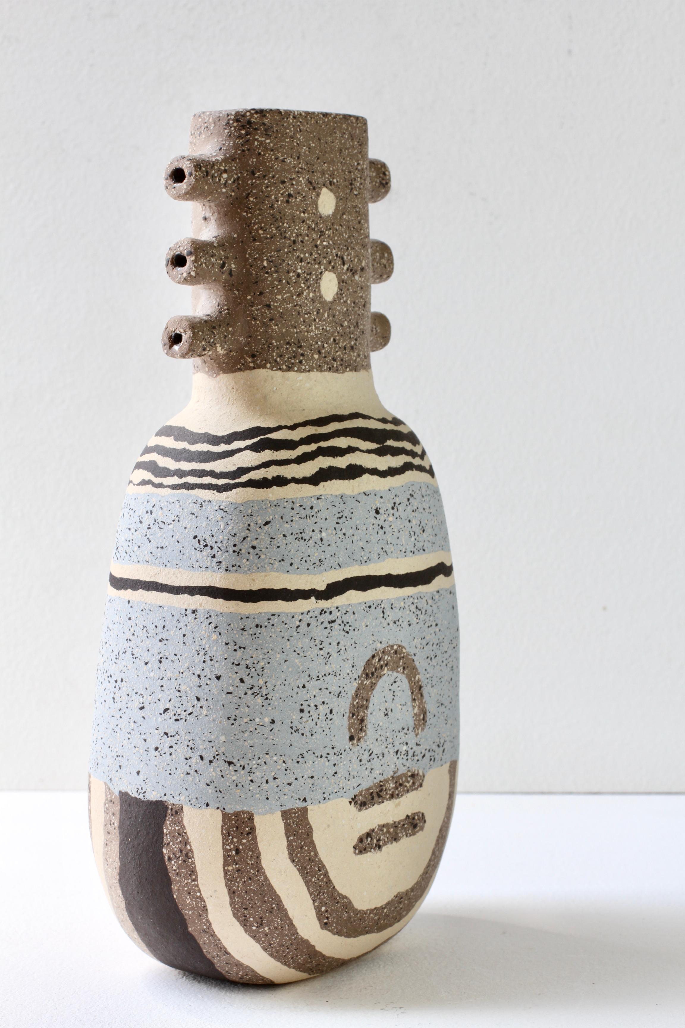 Katharina Eichler Signed German Art Studio Stoneware Nerikomi Pottery Vase 3