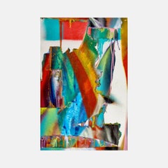 Ohne Titel (2018) Einzigartiges, abstraktes, farbenfrohes Gemälde auf Papier, gerahmt