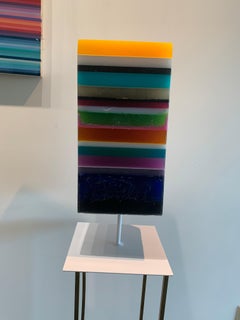 Sun kissed by Katharina Hormel - Contemporary striped, rotating epoxy sculpture