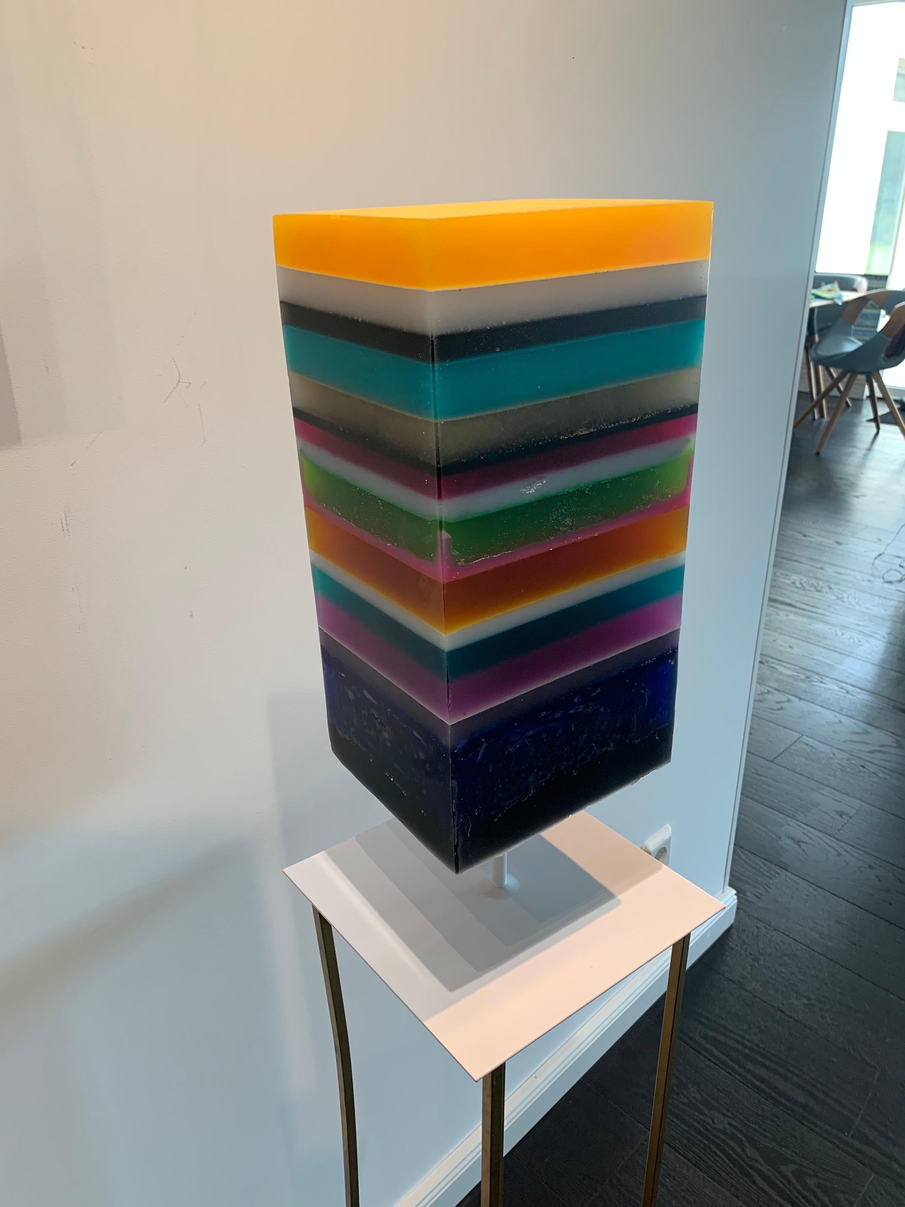 Sun kissed by Katharina Hormel - Contemporary striped, rotating epoxy sculpture  For Sale 1