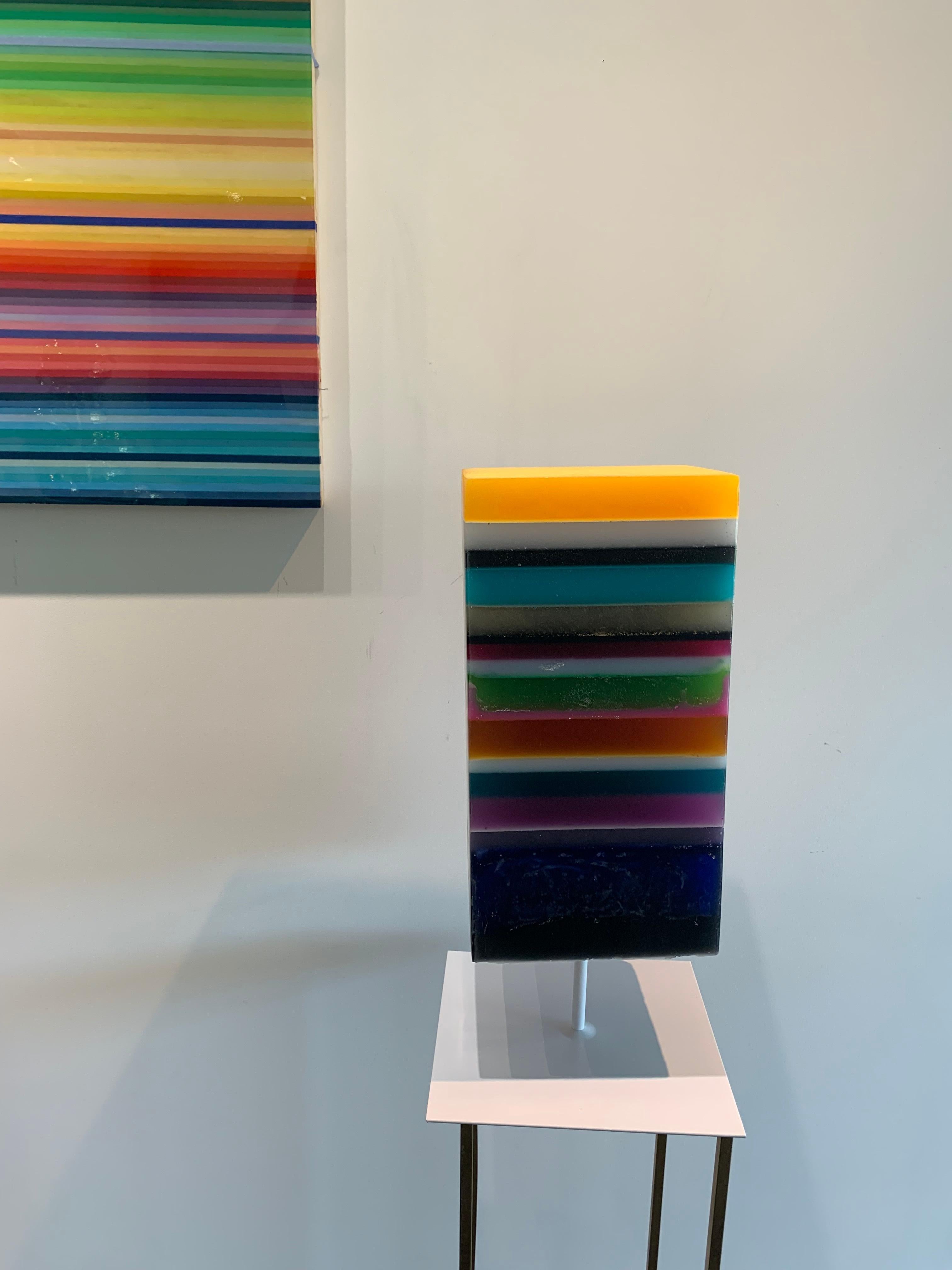 Sun kissed by Katharina Hormel - Contemporary striped, rotating epoxy sculpture  For Sale 2
