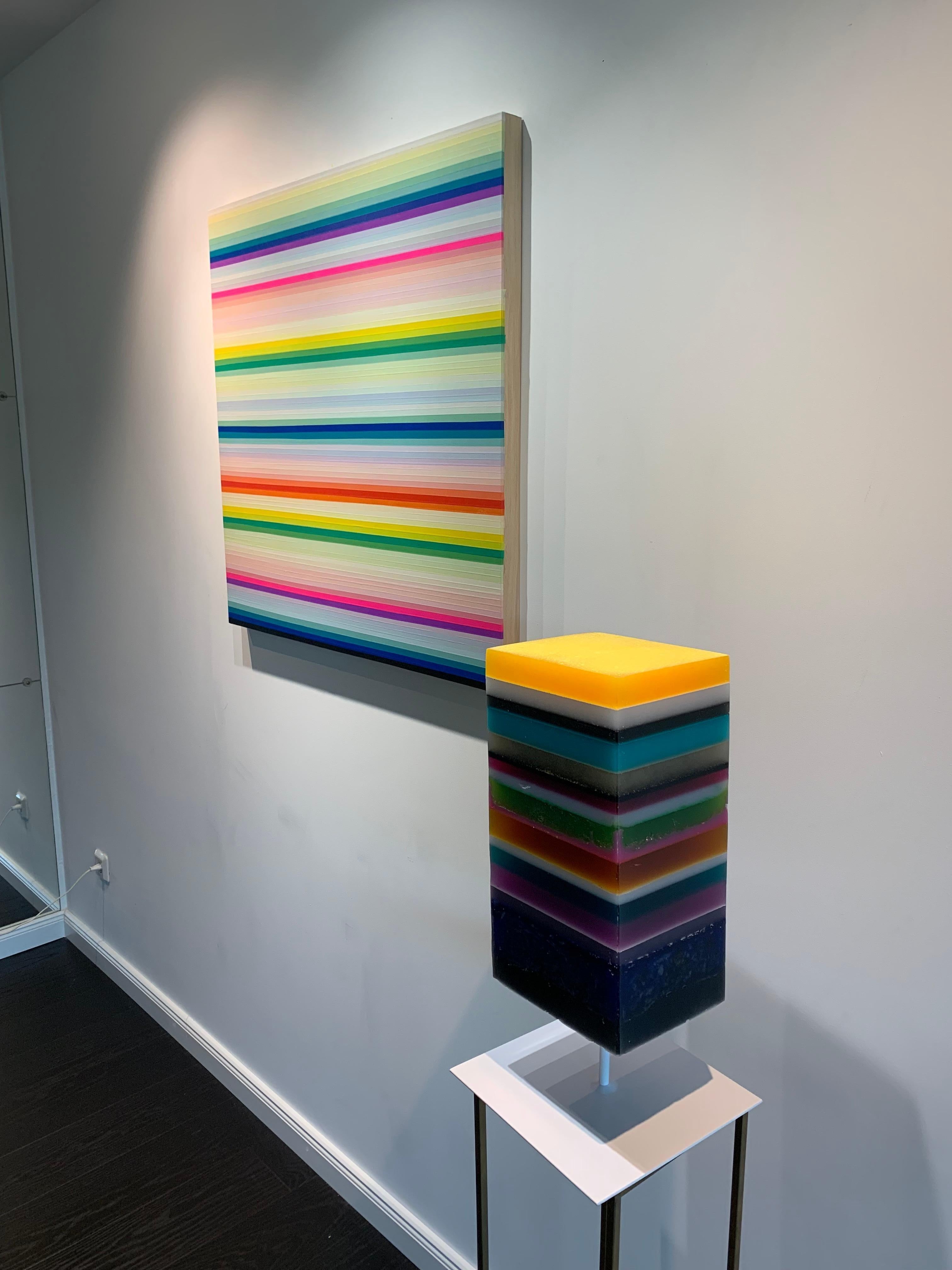 Sun kissed by Katharina Hormel - Contemporary striped, rotating epoxy sculpture  For Sale 4