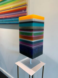 Sun kissed by Katharina Hormel - Contemporary striped, rotating epoxy sculpture 