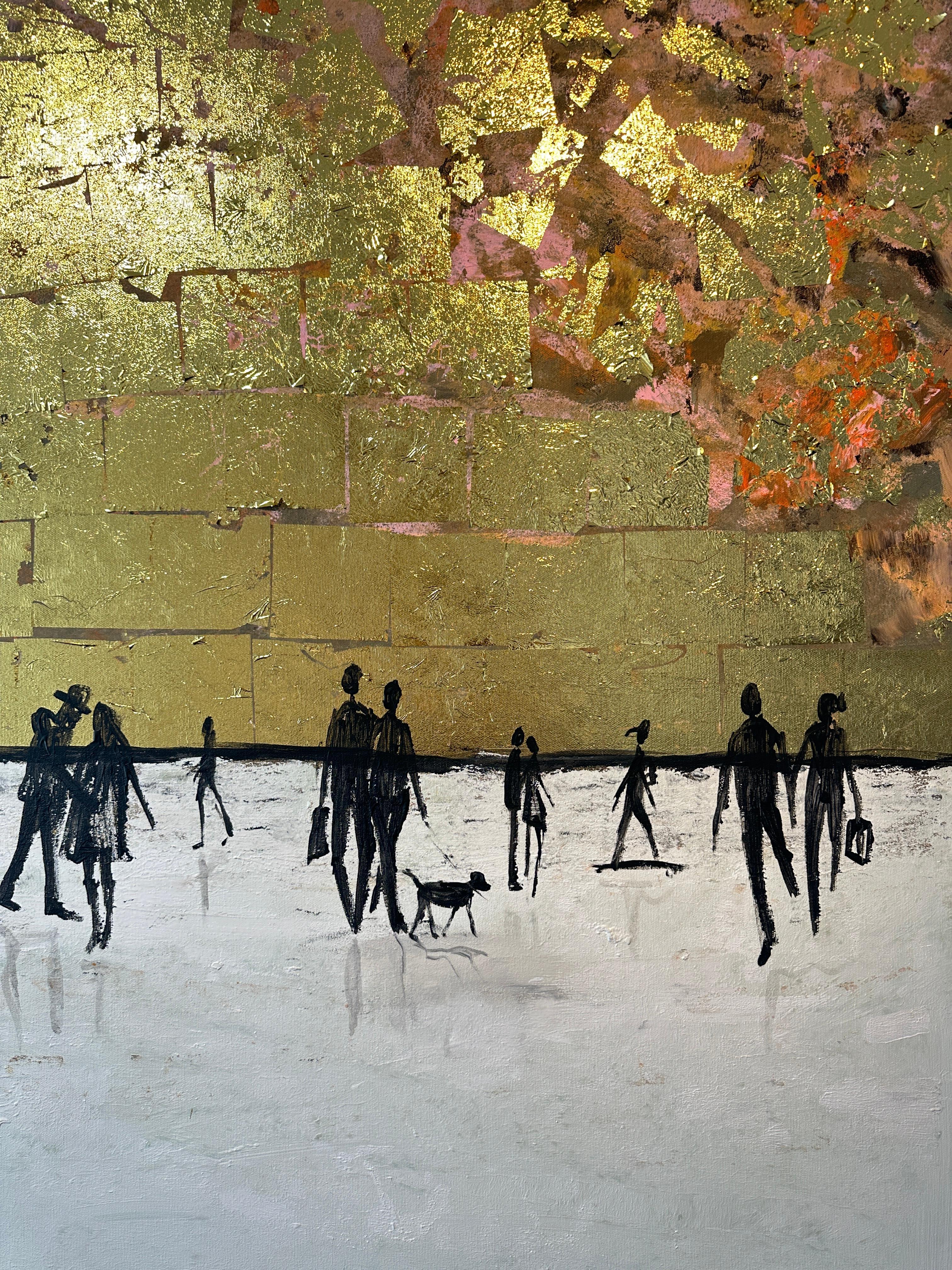 A Day to Remember - Gold Leaf Peinture familiale abstraite contemporaine en vente 6