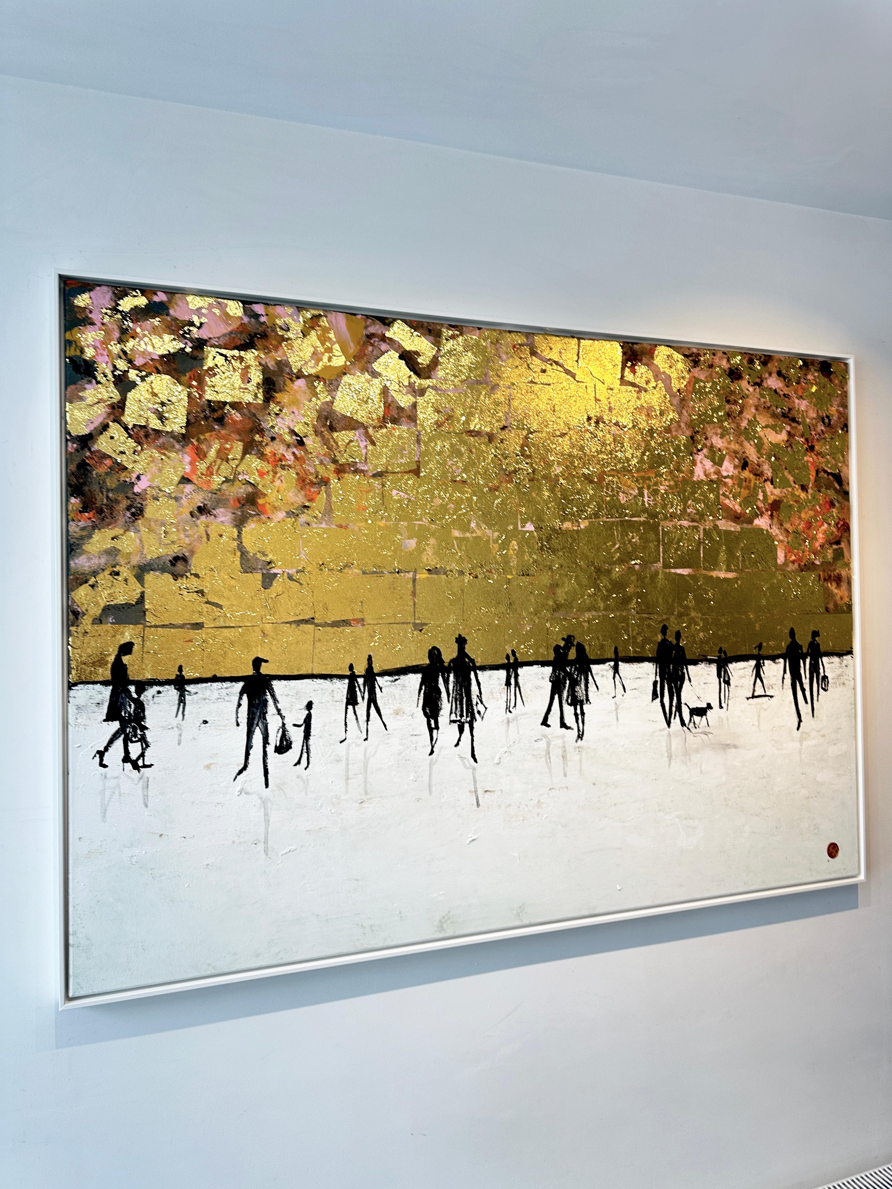 A Day to Remember - Gold Leaf Peinture familiale abstraite contemporaine en vente 7