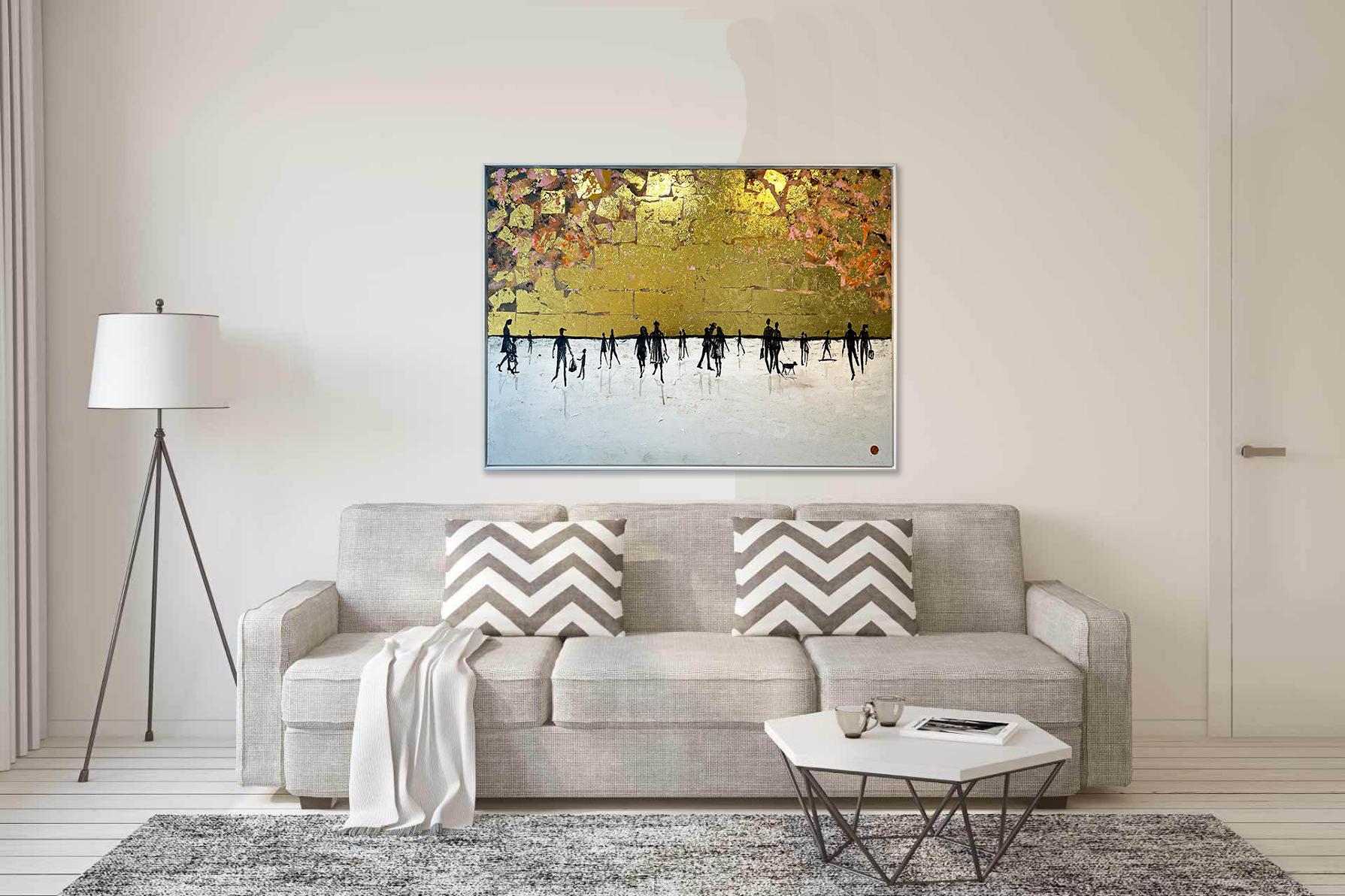 A Day to Remember - Gold Leaf Peinture familiale abstraite contemporaine en vente 8