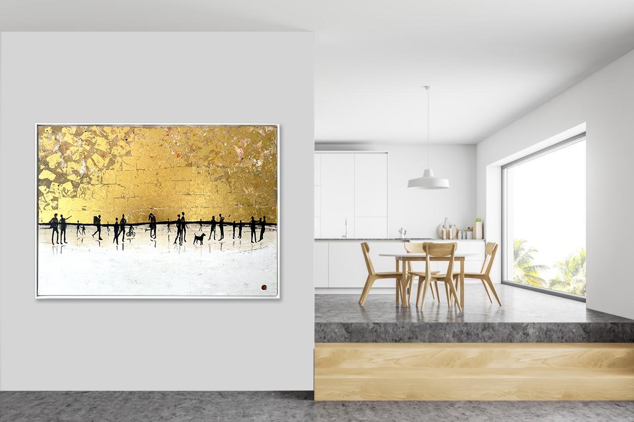 Cherished Time Together K Hormel Gold Leaf Contemporary abstract family painting - Painting by Katharina Hormel